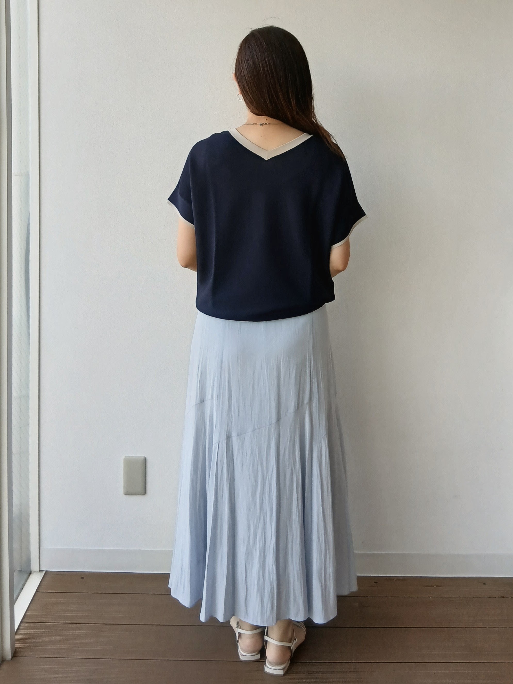 なみきさんの「UNTITLED｜【11色展開/体型カバー】前後2WAYフレンチスリーブニット」を使ったコーディネート