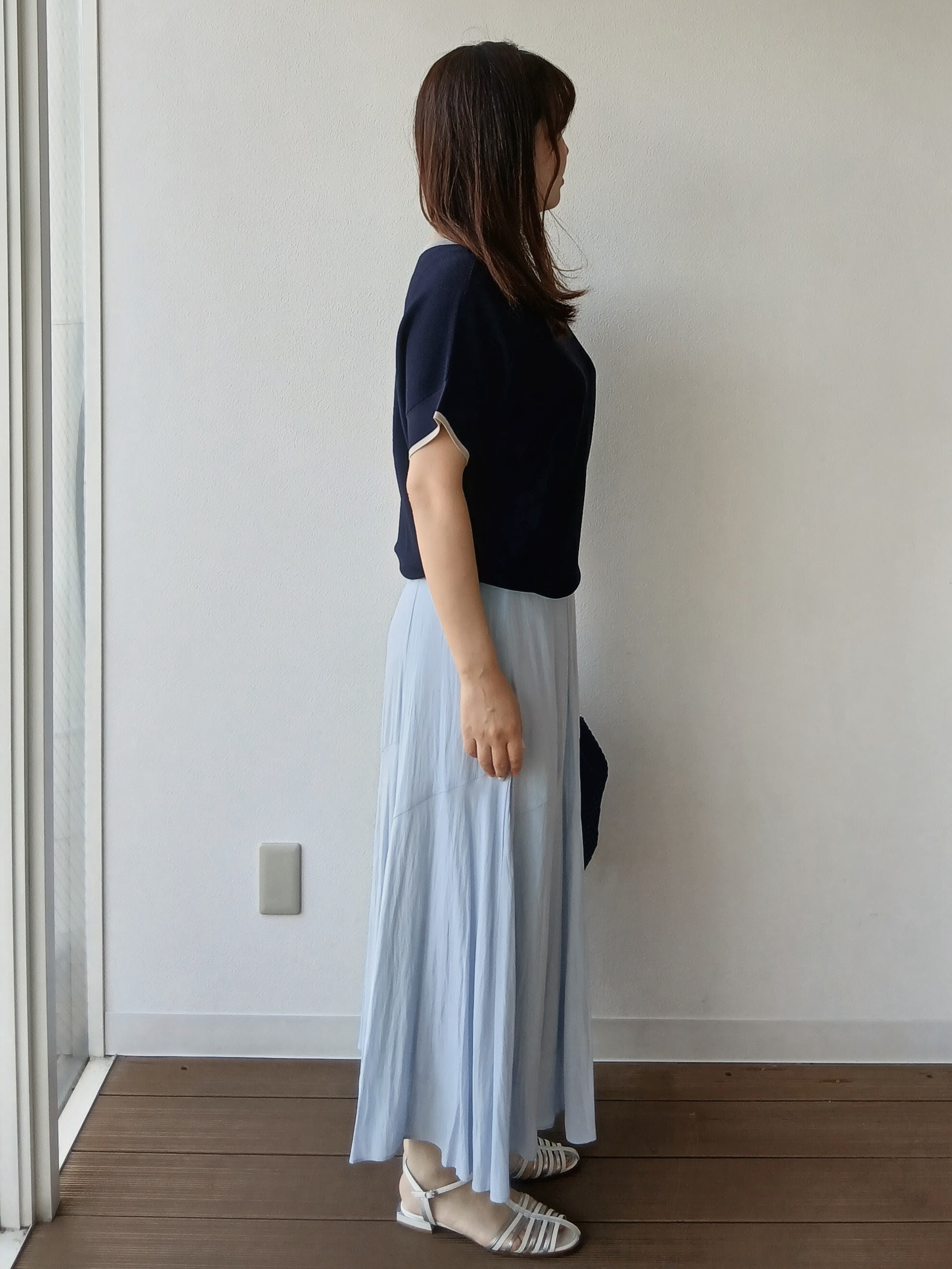 なみきさんの「UNTITLED｜【11色展開/体型カバー】前後2WAYフレンチスリーブニット」を使ったコーディネート