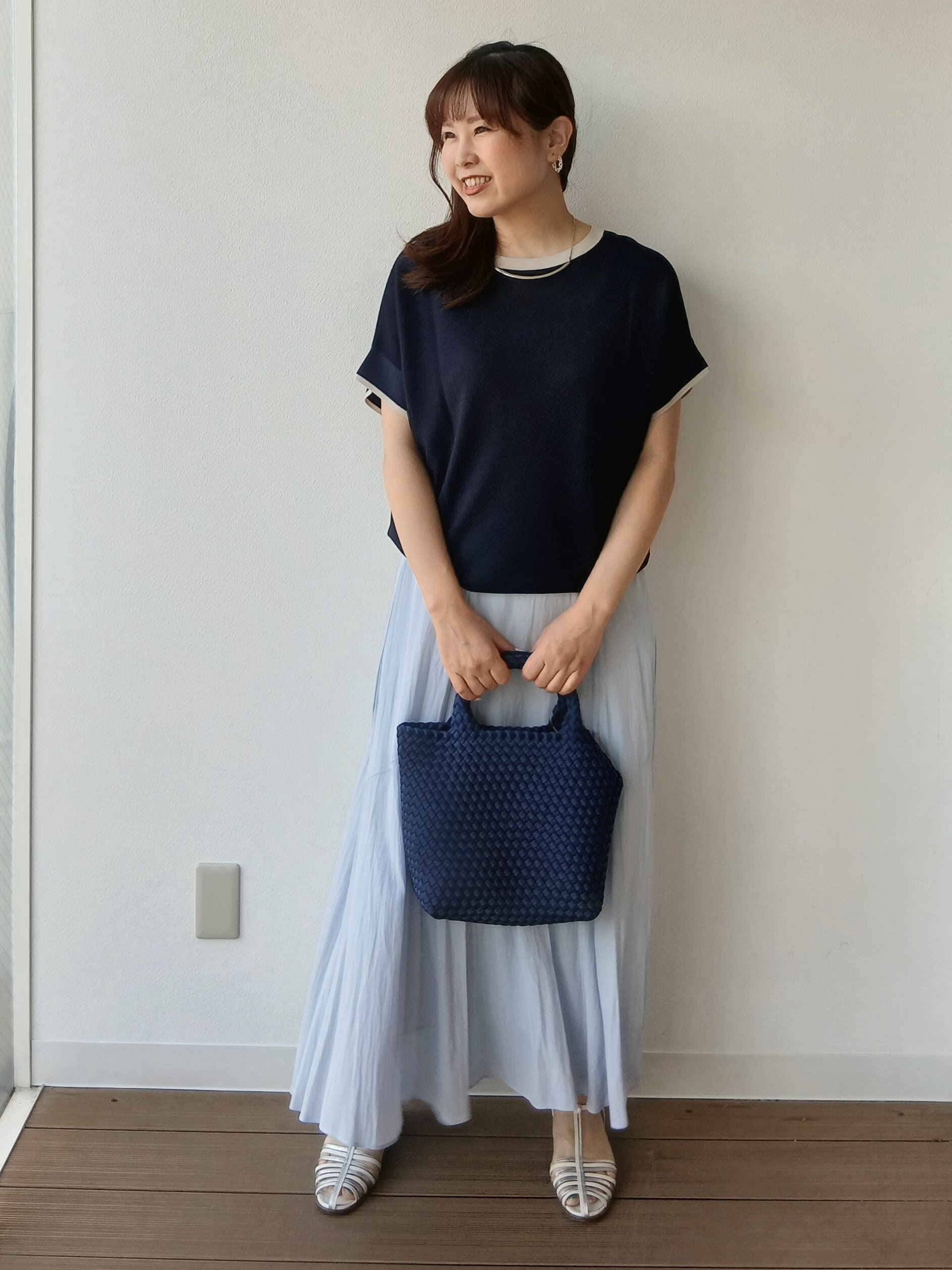 なみきさんの「UNTITLED｜【11色展開/体型カバー】前後2WAYフレンチスリーブニット」を使ったコーディネート