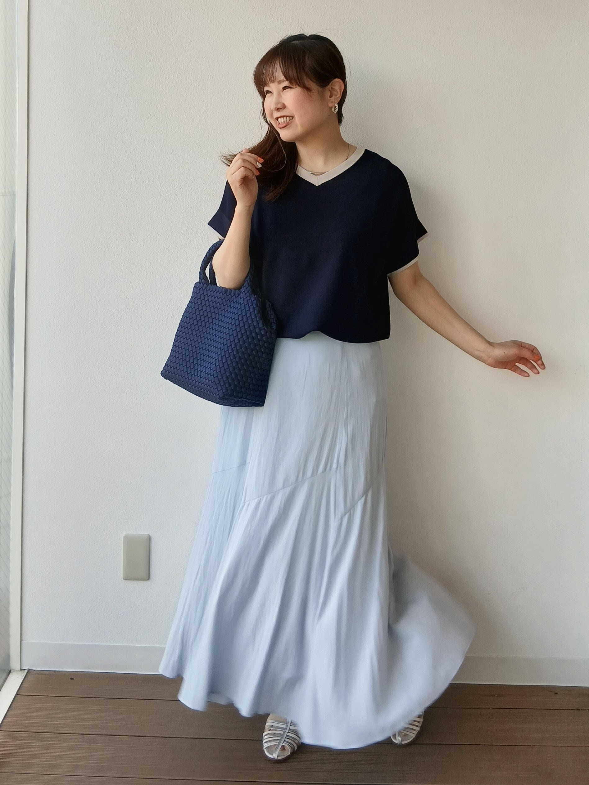 なみきさんの「UNTITLED｜【11色展開/体型カバー】前後2WAYフレンチスリーブニット」を使ったコーディネート