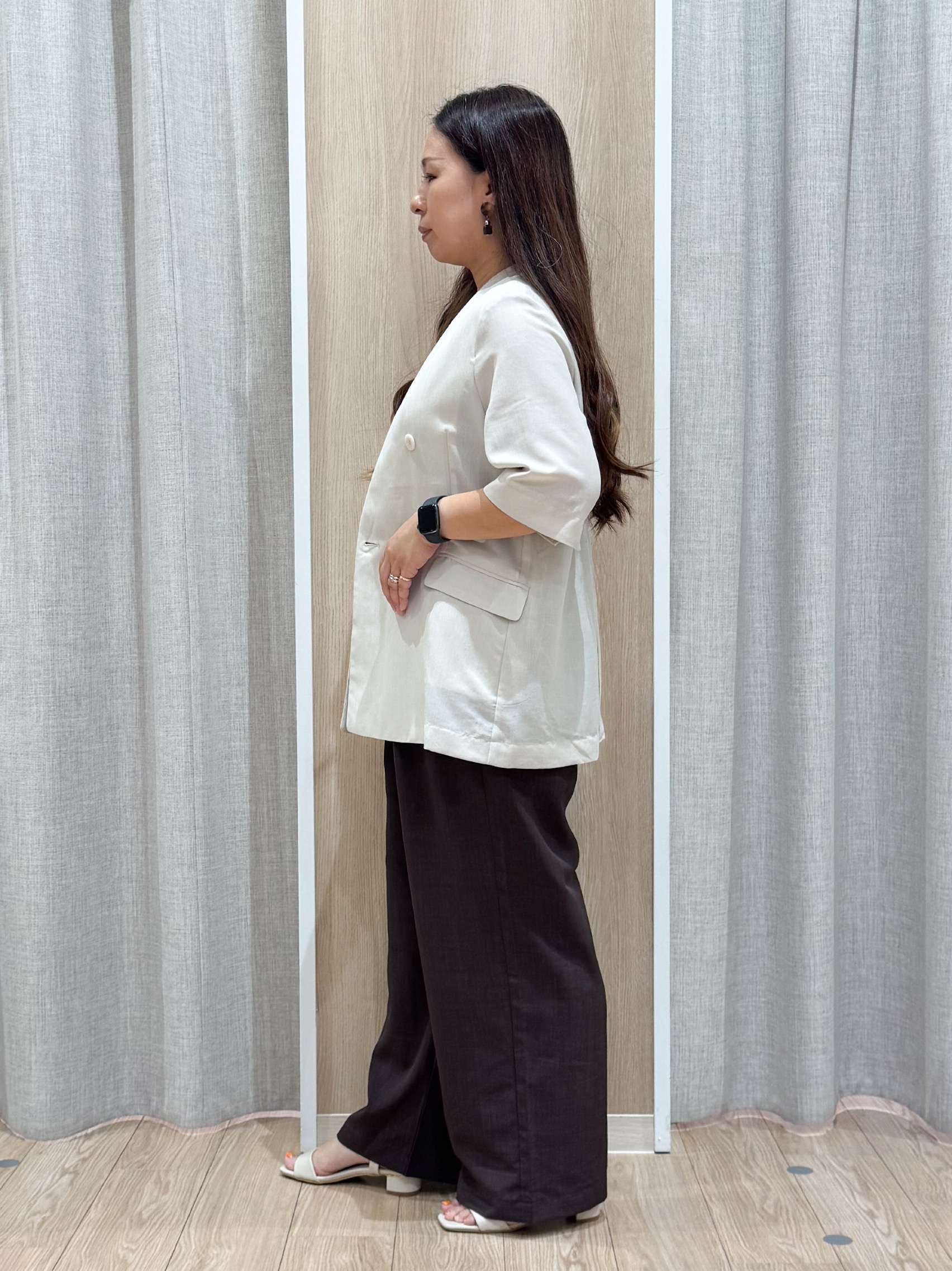 sachiさんの「grove｜【洗濯機OK/ひんやり】軽く羽織れるハーフスリーブジャケット」を使ったコーディネート
