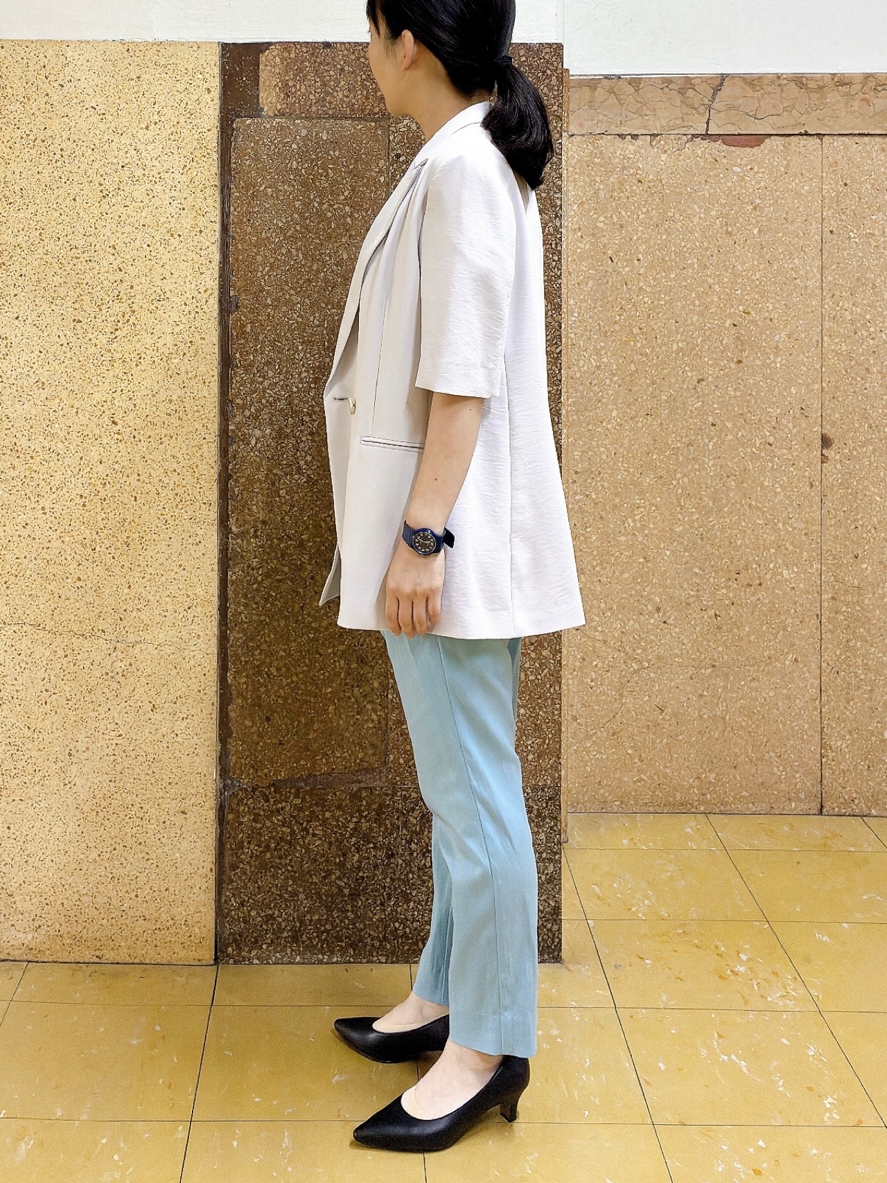 hattoriさんの「INDIVI｜【着る日傘】ハーフスリーブダブルジャケット」を使ったコーディネート