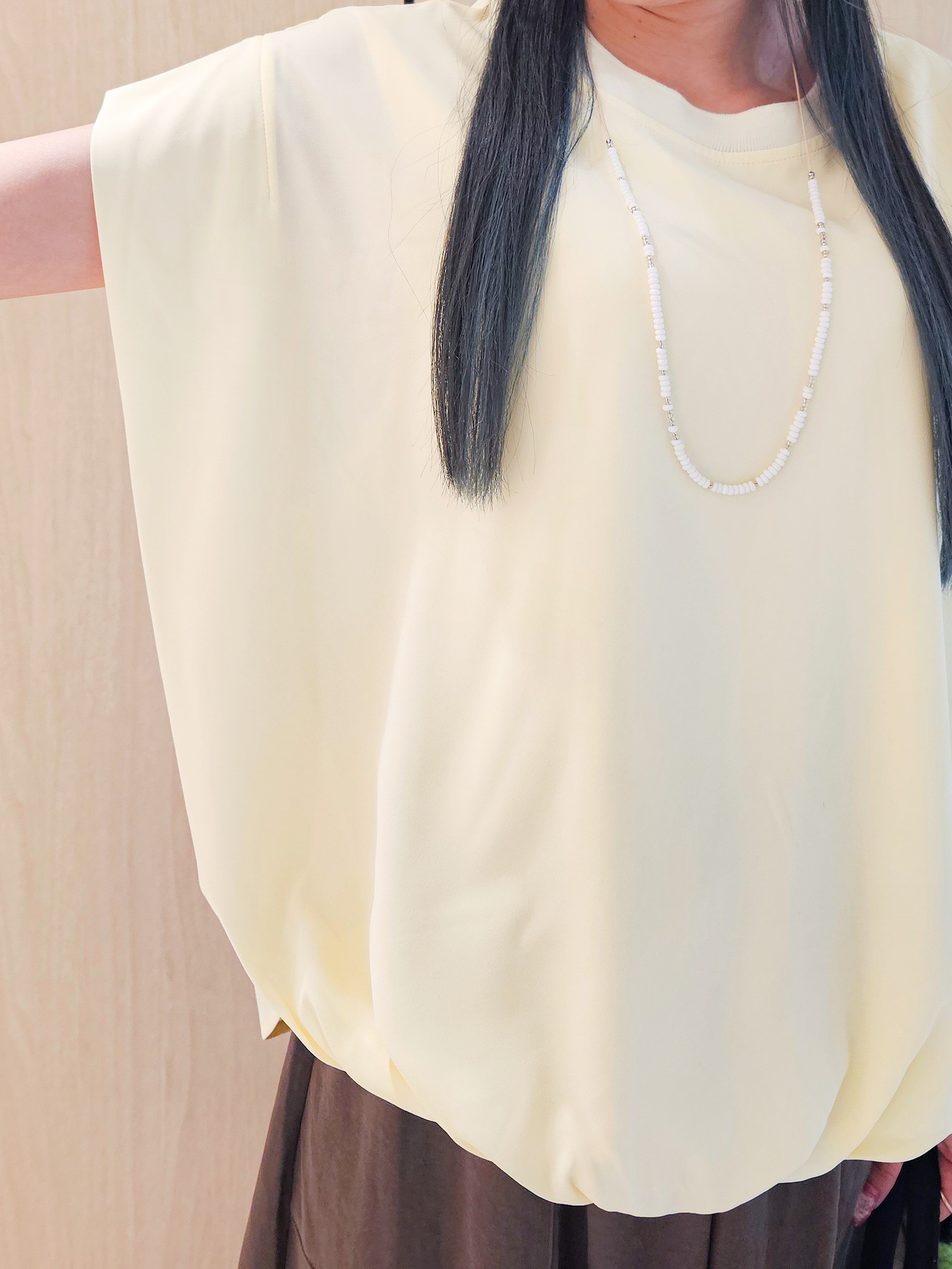 ゆゆさんの「SHOO･LA･RUE｜【洗濯機可/体型カバー】インせずこなれる ふんわり裾バルーントップス」を使ったコーディネート