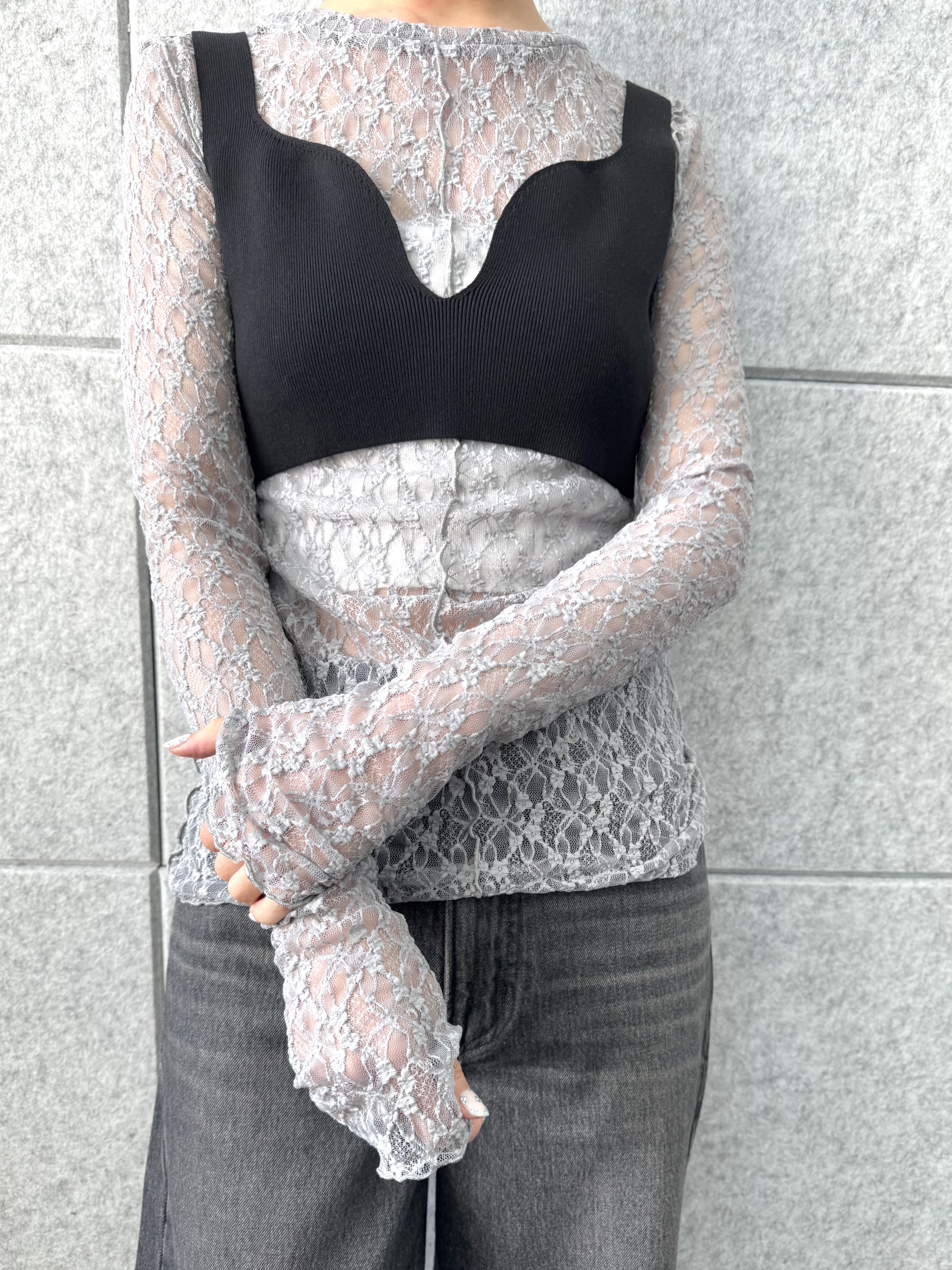 uchi__yamaさんの「CODE A｜knit bra」を使ったコーディネート