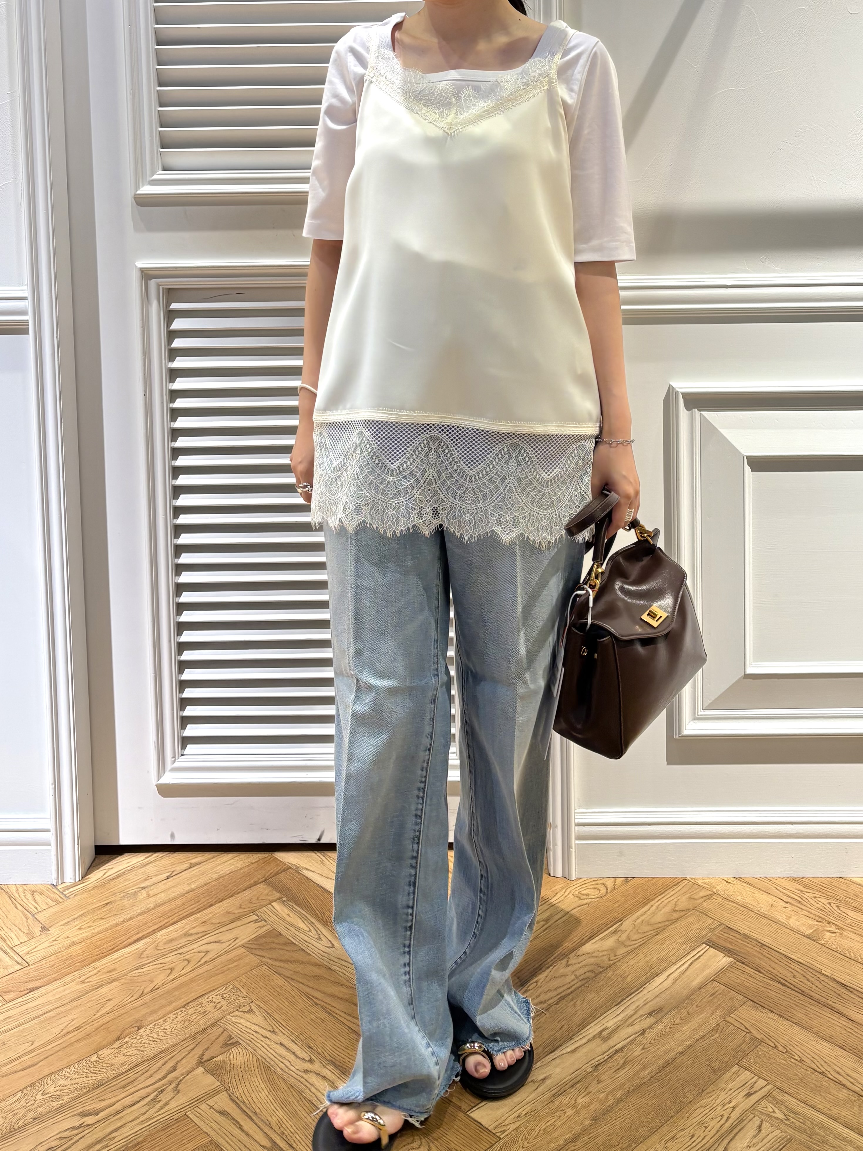 cocoさんの「DRESSTERIOR｜【接触冷感/UVカット/抗菌防臭/しわ防止】クールデオドラント スクエアネックプルオーバー」を使ったコーディネート