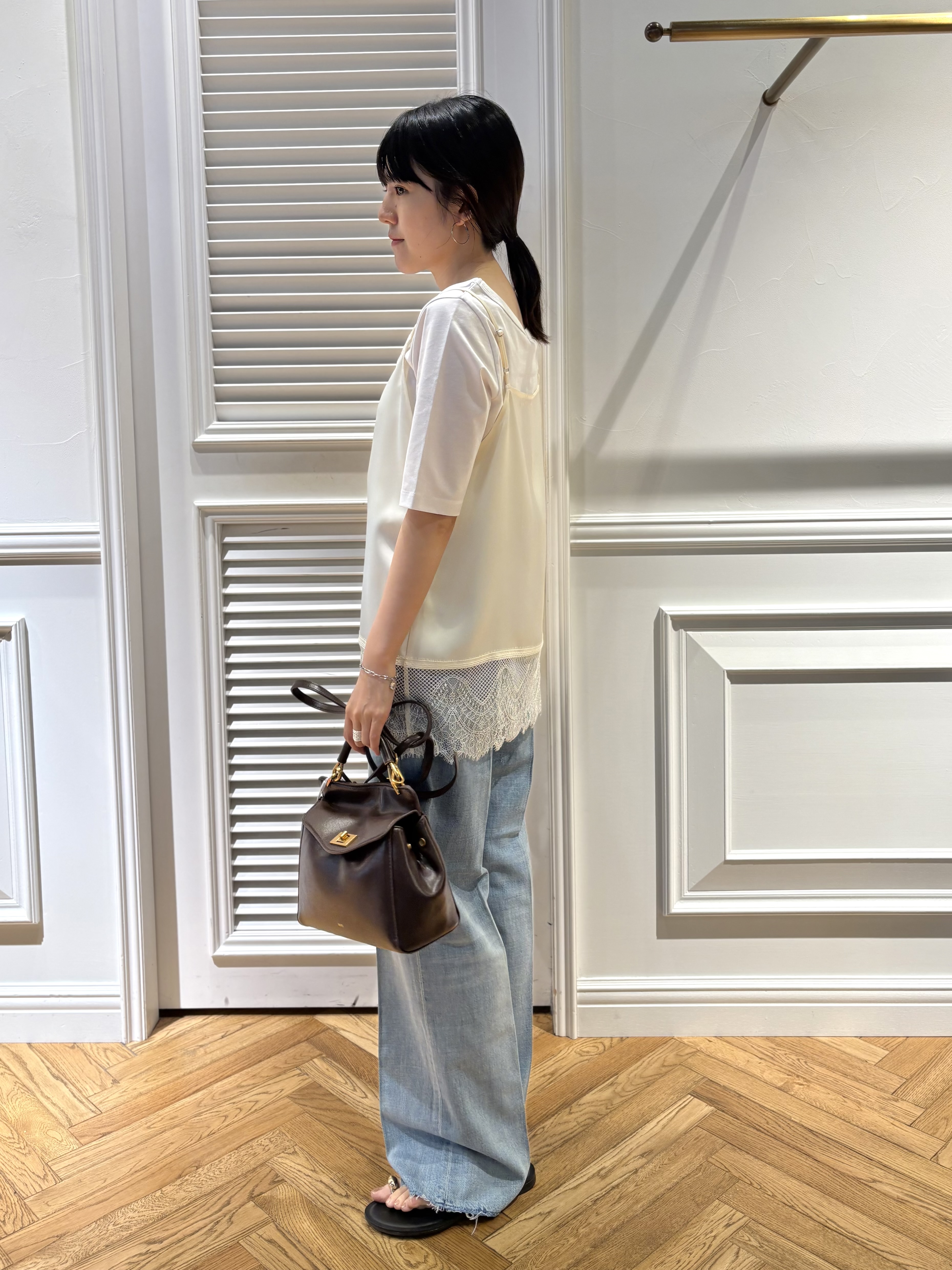 cocoさんの「DRESSTERIOR｜【接触冷感/UVカット/抗菌防臭/しわ防止】クールデオドラント スクエアネックプルオーバー」を使ったコーディネート