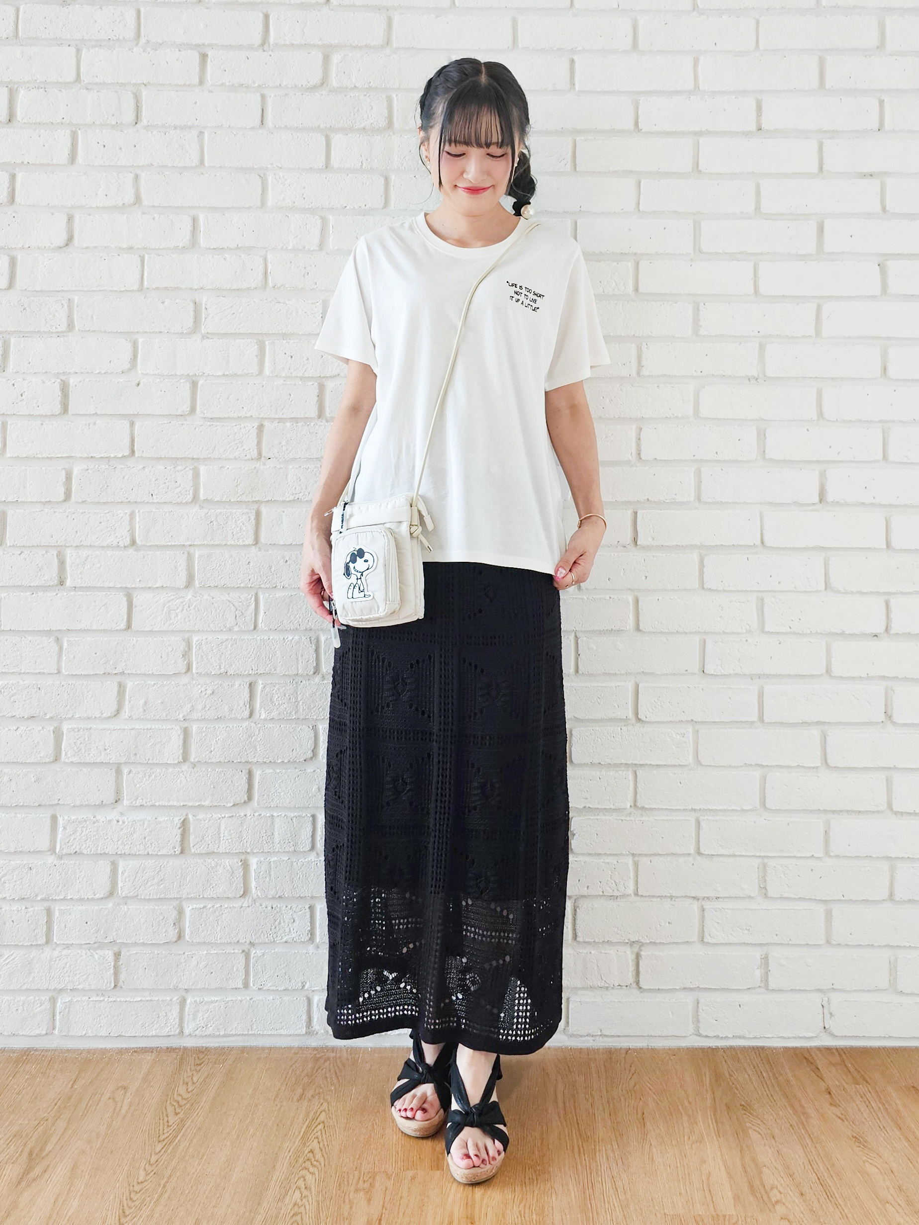 ゆゆさんの「SHOO･LA･RUE｜【PEANUTS】ひんやりプリントTシャツ」を使ったコーディネート