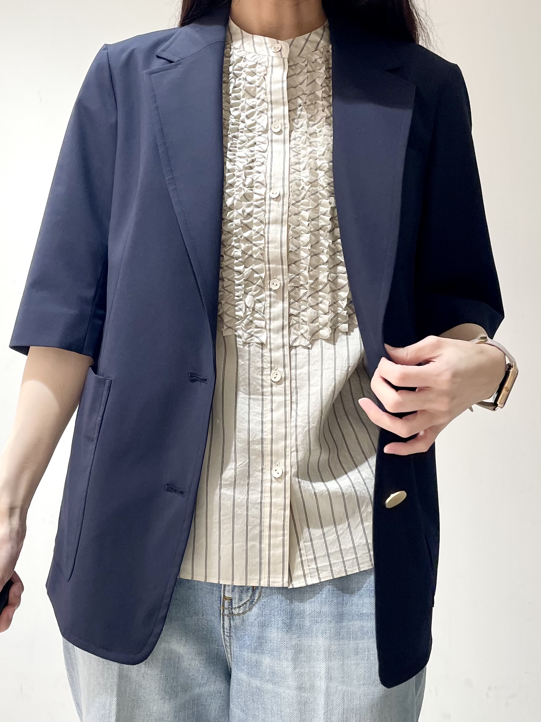 ことさんの「DRESSTERIOR｜【接触冷感/セットアップ可】 2WAYストレッチスリークオータージャケット」を使ったコーディネート