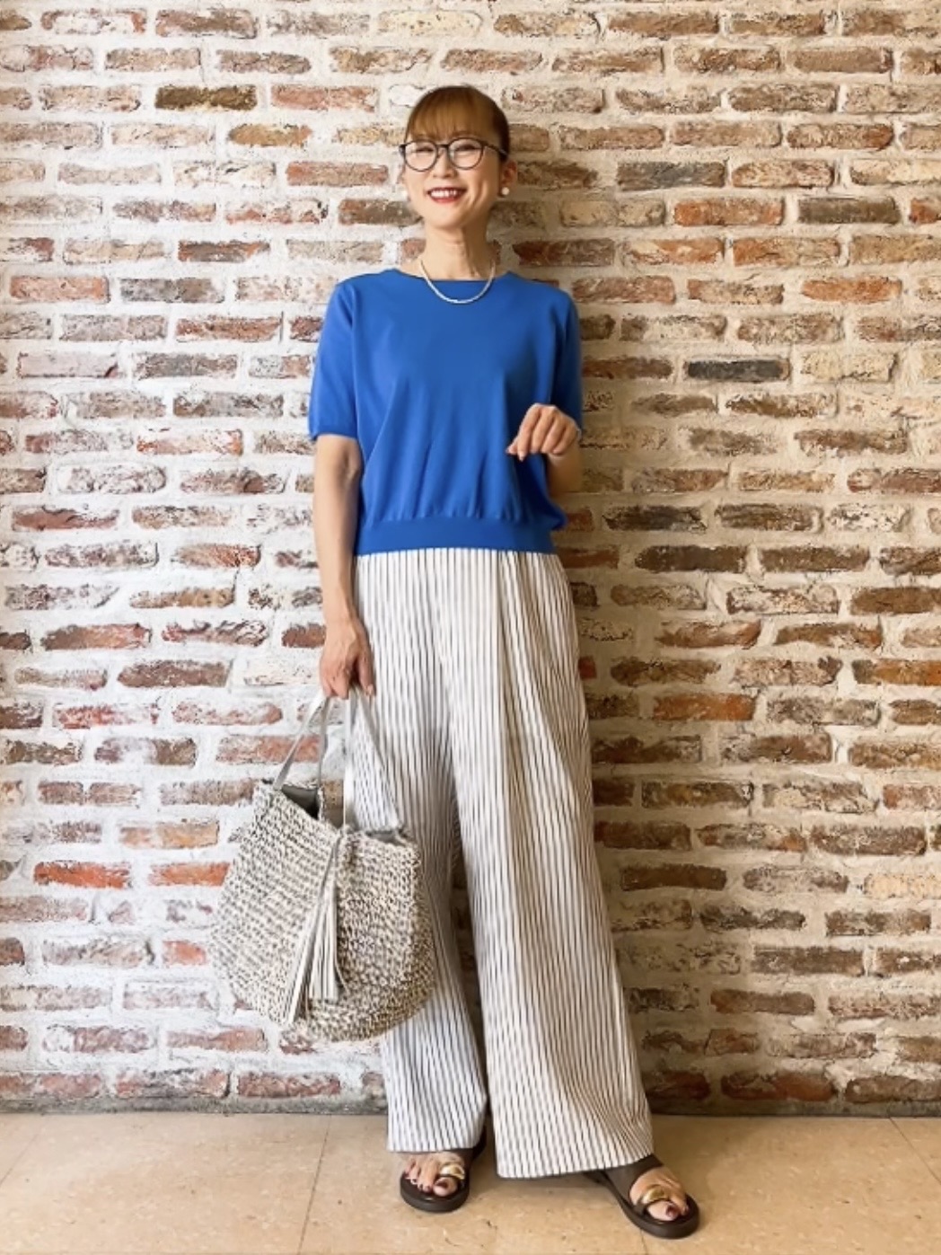 Yasucoさんの「Dessin｜【9色展開/接触冷感/UVカット】ドライタッチサマーニットT」を使ったコーディネート
