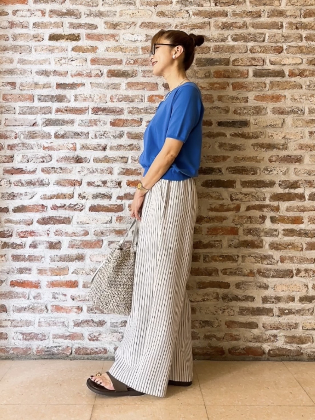 Yasucoさんの「Dessin｜【9色展開/接触冷感/UVカット】ドライタッチサマーニットT」を使ったコーディネート