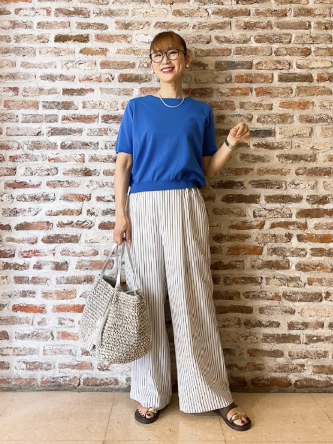 Yasucoさんの「Dessin｜【9色展開/接触冷感/UVカット】ドライタッチサマーニットT」を使ったコーディネート