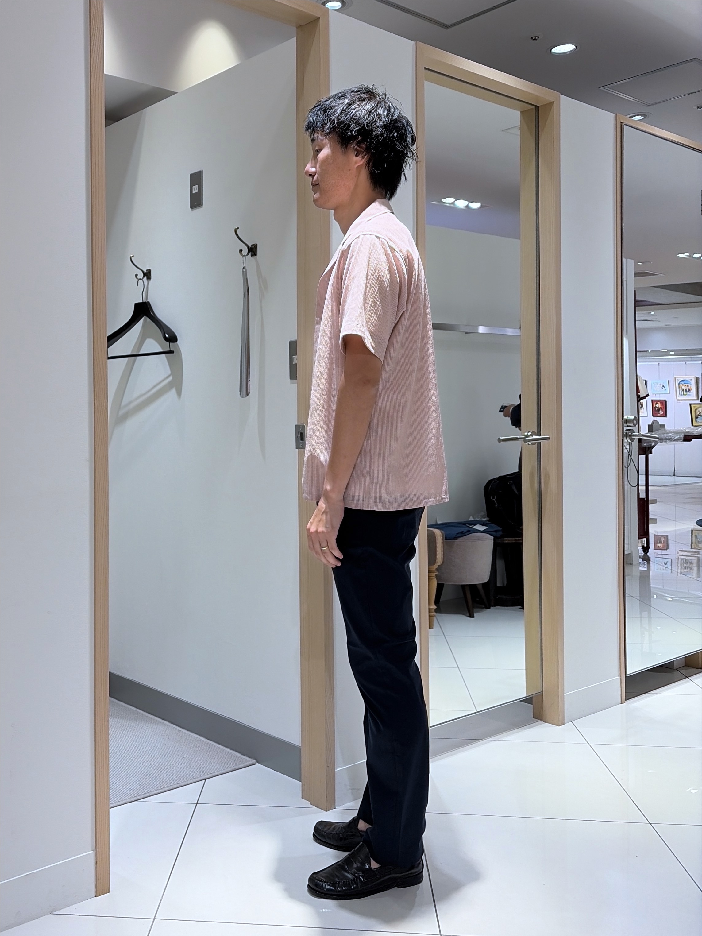 mutoさんの「TAKEO KIKUCHI｜【通気性】トリコットサッカー オープンカラー シャツ」を使ったコーディネート