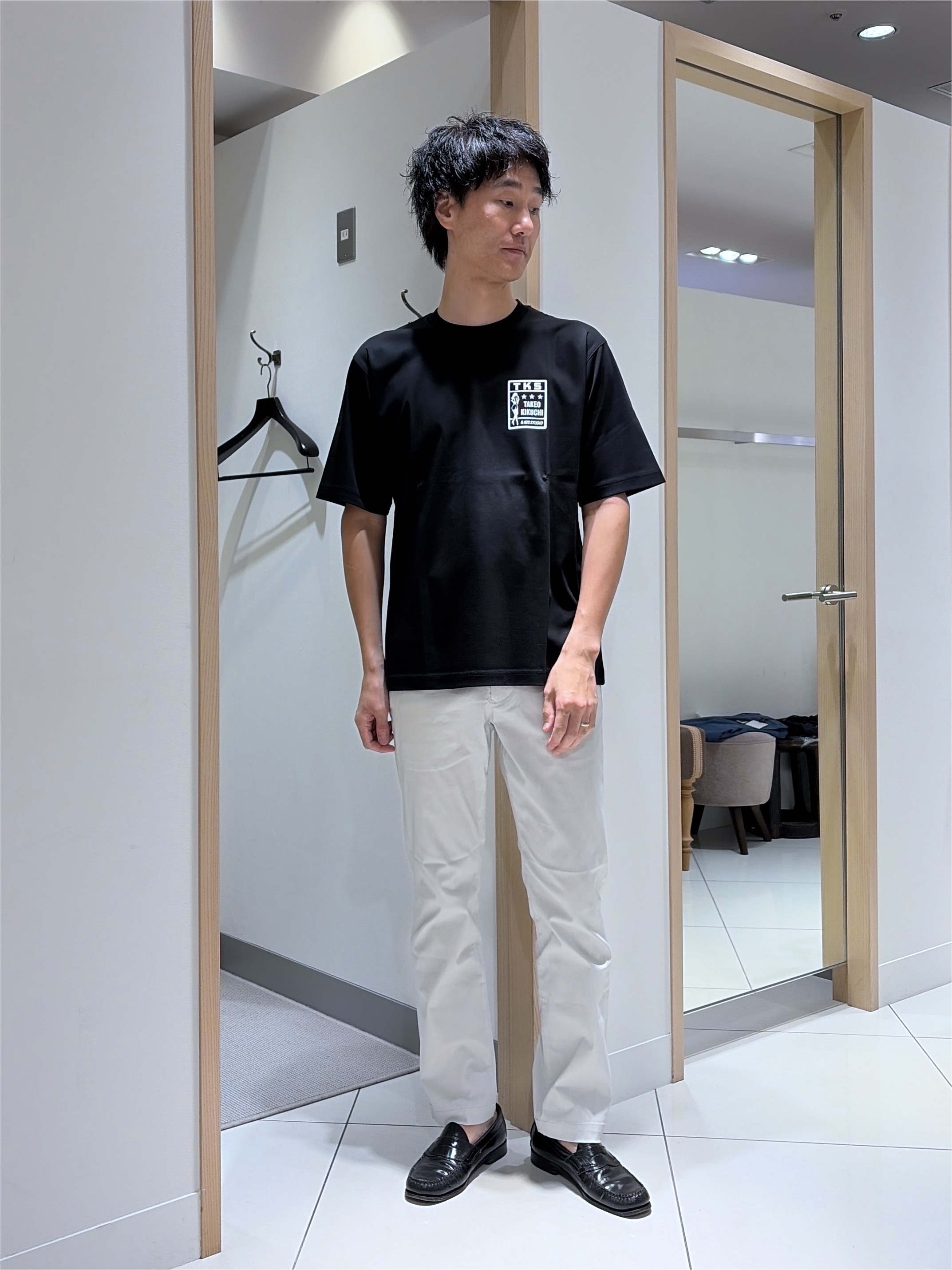 mutoさんの「TAKEO KIKUCHI｜【BOWLER HAT LABEL】アイスクリアコットン ピンナップガール 半袖Tシャツ」を使ったコーディネート