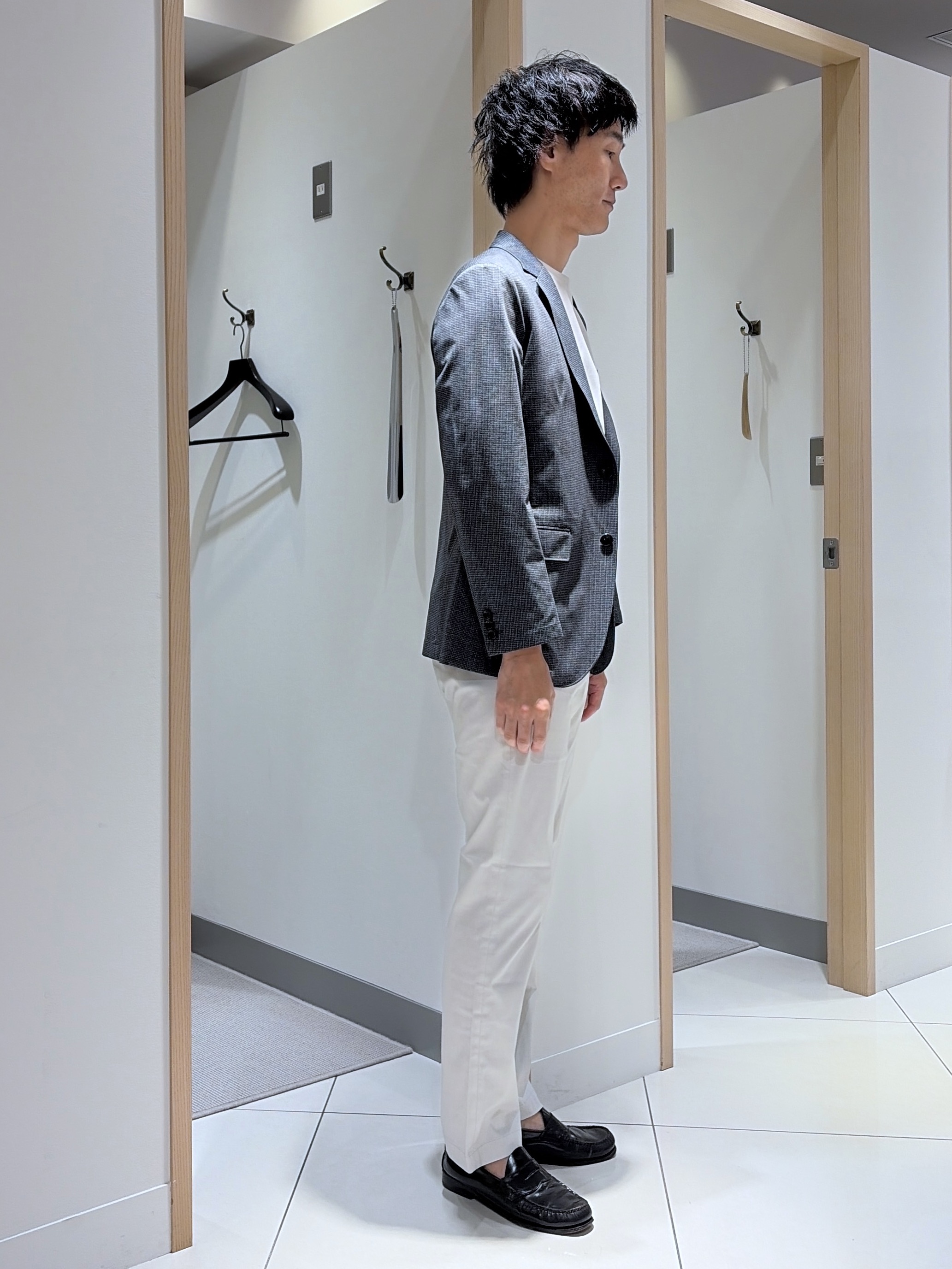 mutoさんの「TAKEO KIKUCHI｜【通気性】ジャージ千鳥柄 ジャケット」を使ったコーディネート