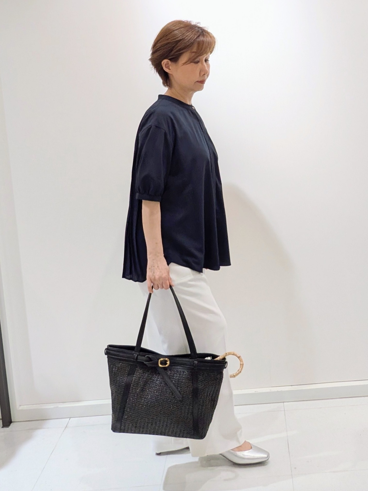 mamiさんの「Reflect｜【手洗い可】異素材ドッキングブラウス」を使ったコーディネート