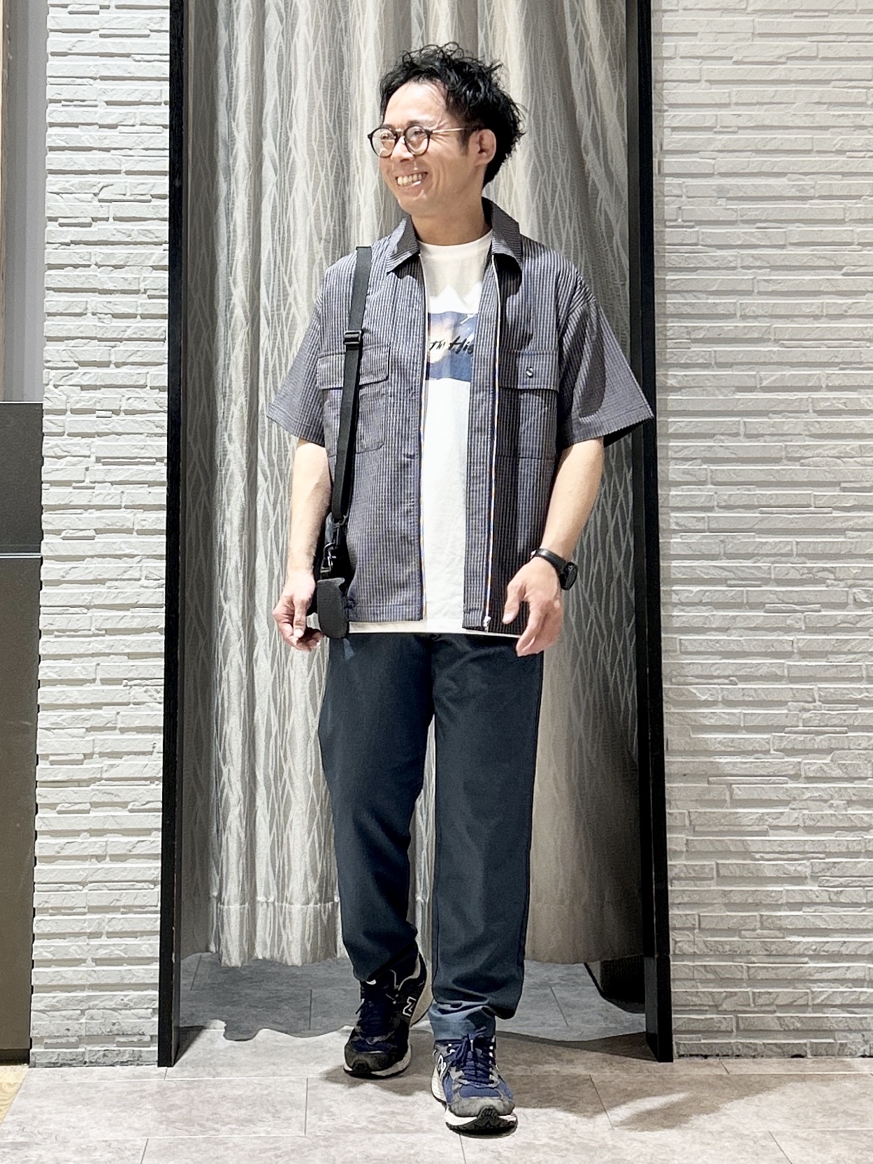KENJI Iさんの「THE SHOP TK｜半袖チェックジップシャツ 洗濯機OK」を使ったコーディネート