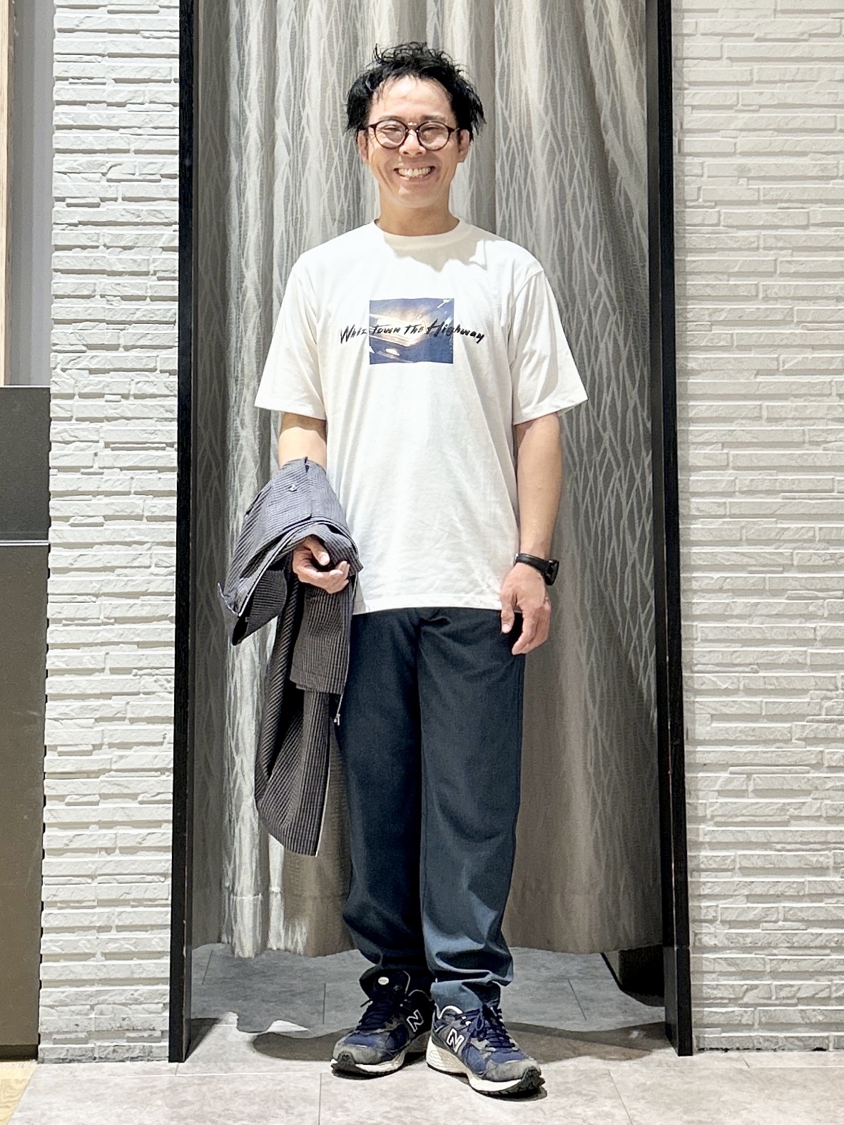 KENJI Iさんの「THE SHOP TK｜半袖チェックジップシャツ 洗濯機OK」を使ったコーディネート