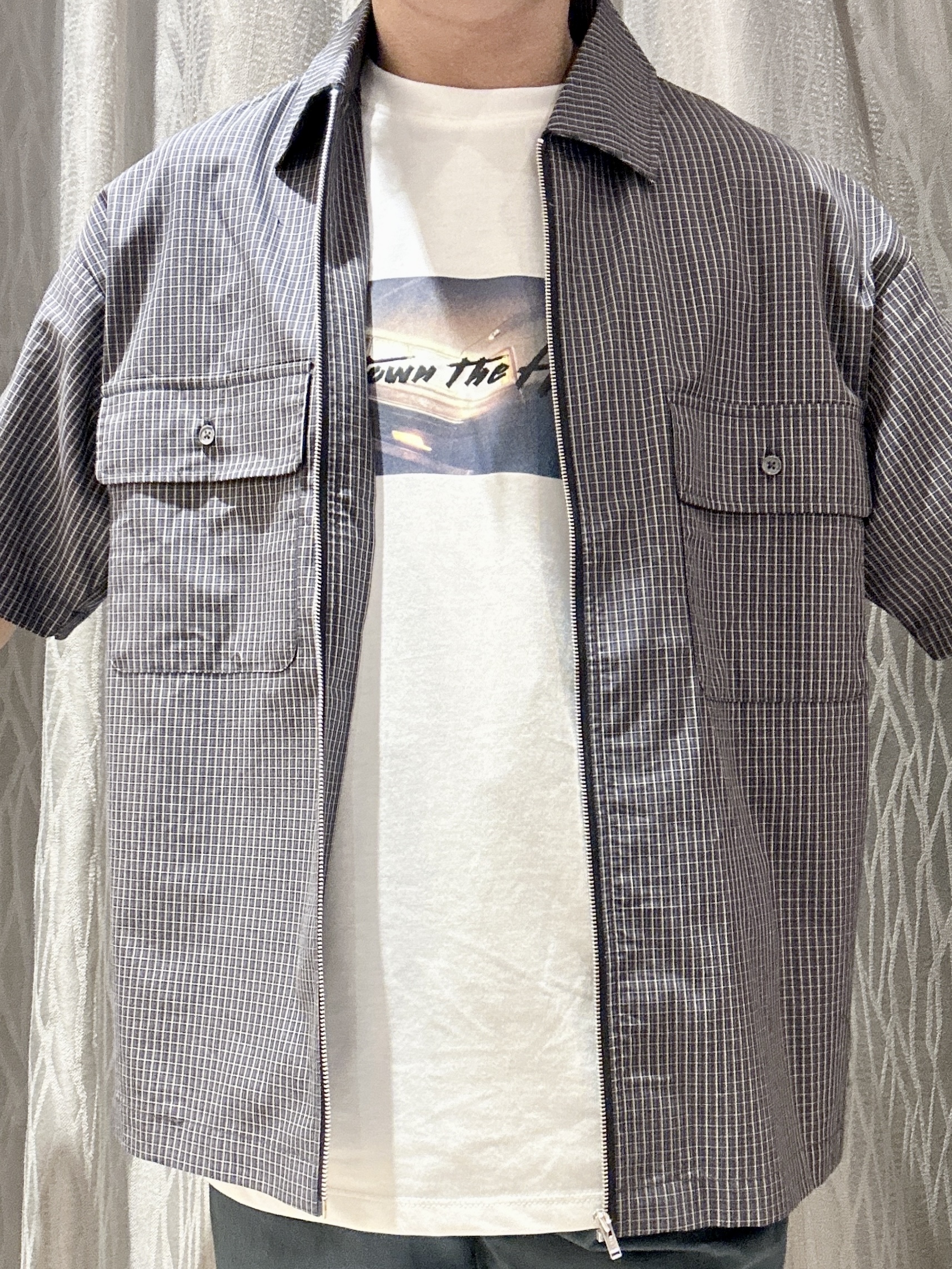 KENJI Iさんの「THE SHOP TK｜半袖チェックジップシャツ 洗濯機OK」を使ったコーディネート