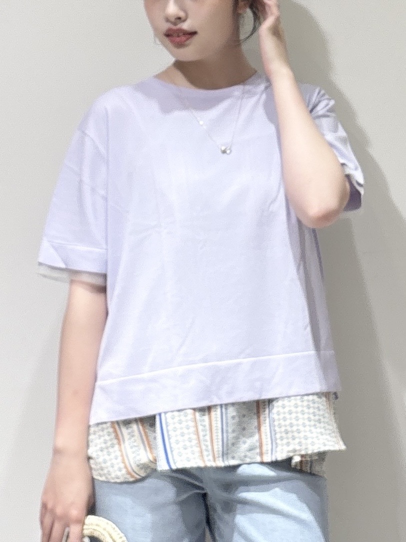 中さんの「OPAQUE.CLIP｜【UV／接触冷感／抗ピル】シアー＆レイヤード風さらりニット《洗濯機OK》」を使ったコーディネート