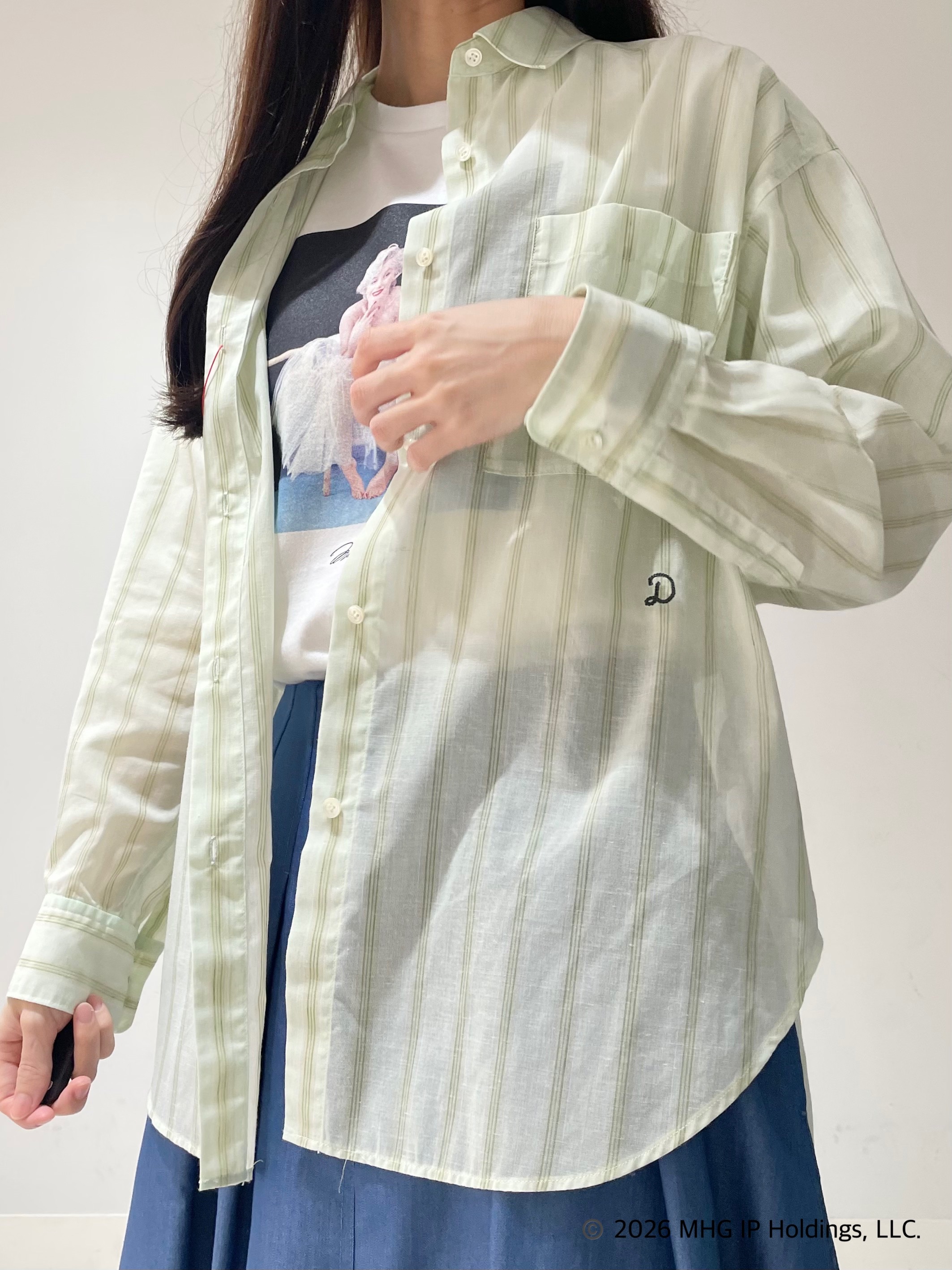 ことさんの「DRESSTERIOR｜シアー ストライプシャツ」を使ったコーディネート
