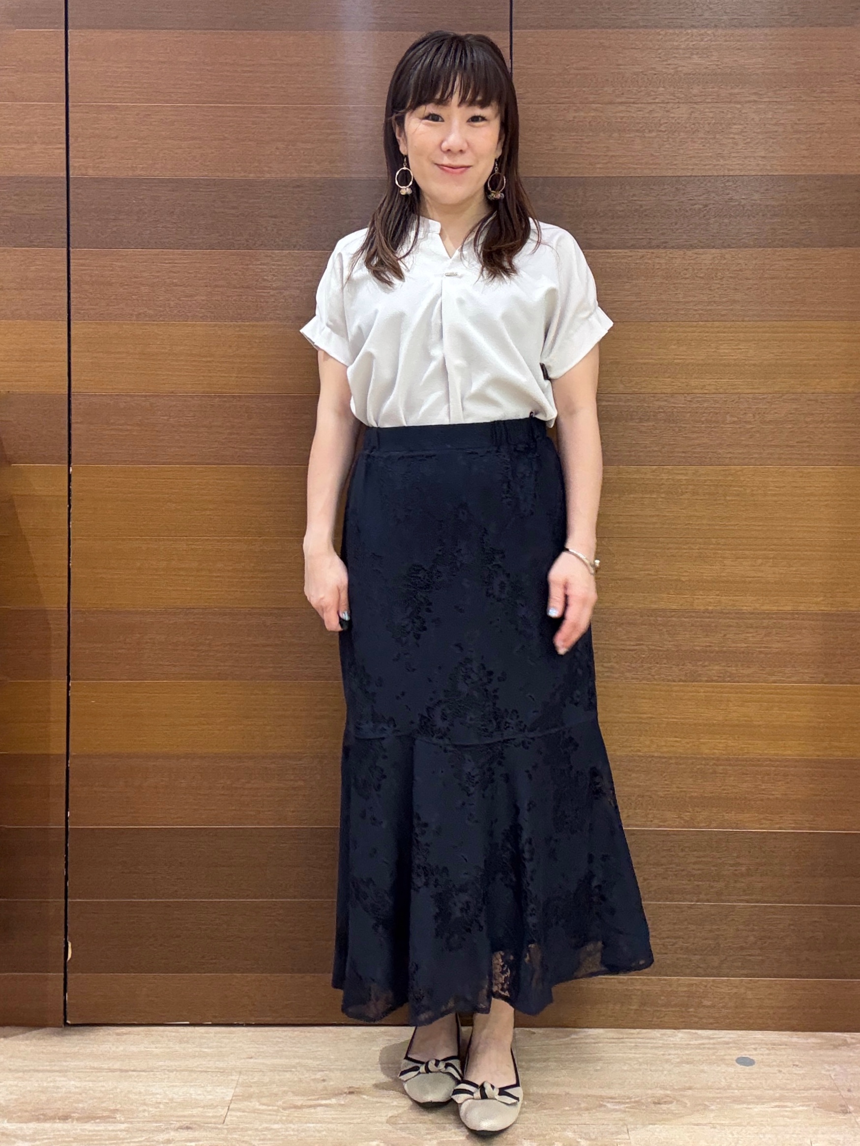 maichiさんの「OPAQUE.CLIP｜【接触冷感／吸水速乾】タックスキッパーブラウス《防シワ／イージーアイロン／洗濯機OK／9col》」を使ったコーディネート