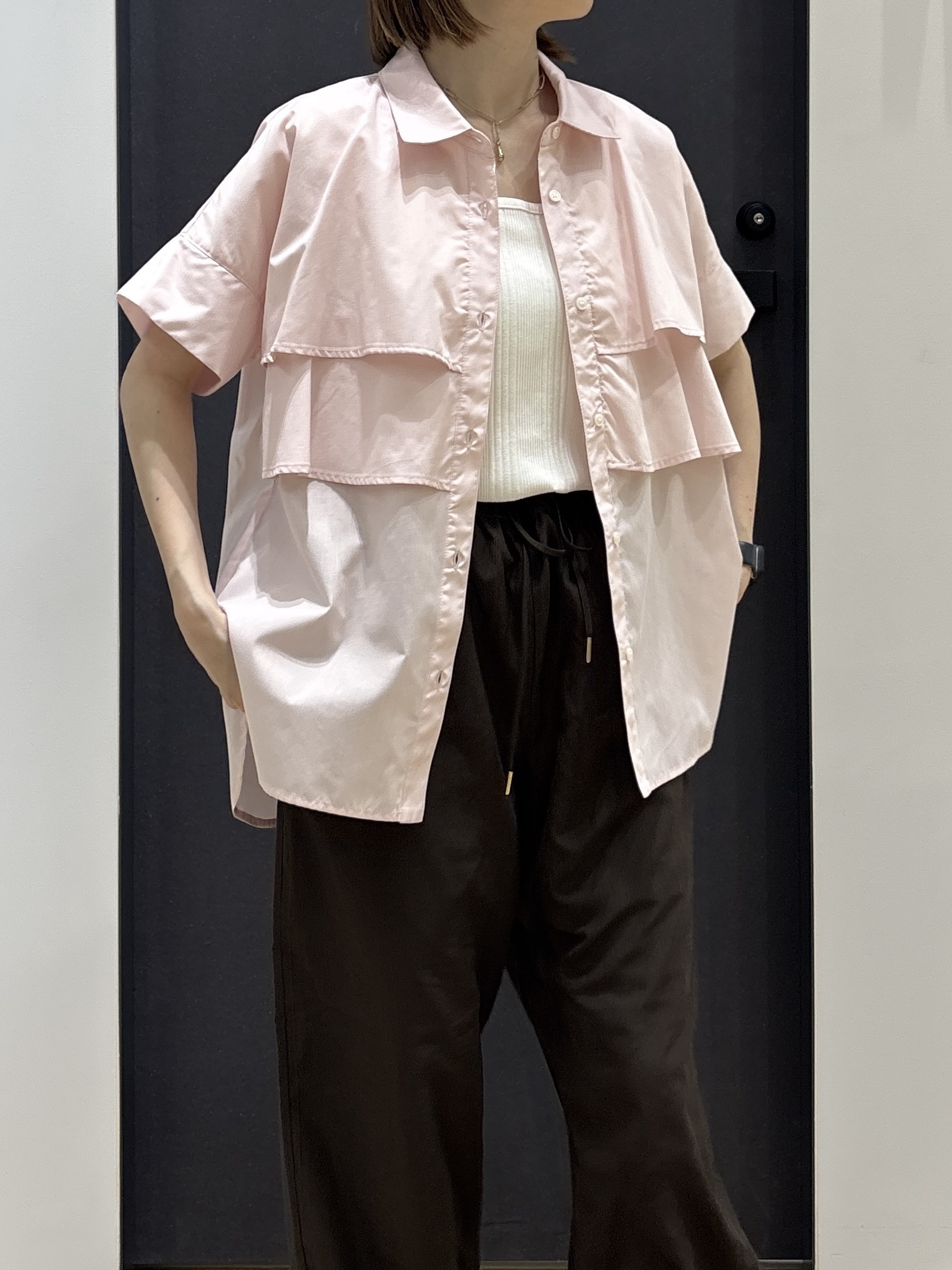 risaさんの「Dessin｜【マシンウォッシャブル】ダブルフリルブラウス」を使ったコーディネート