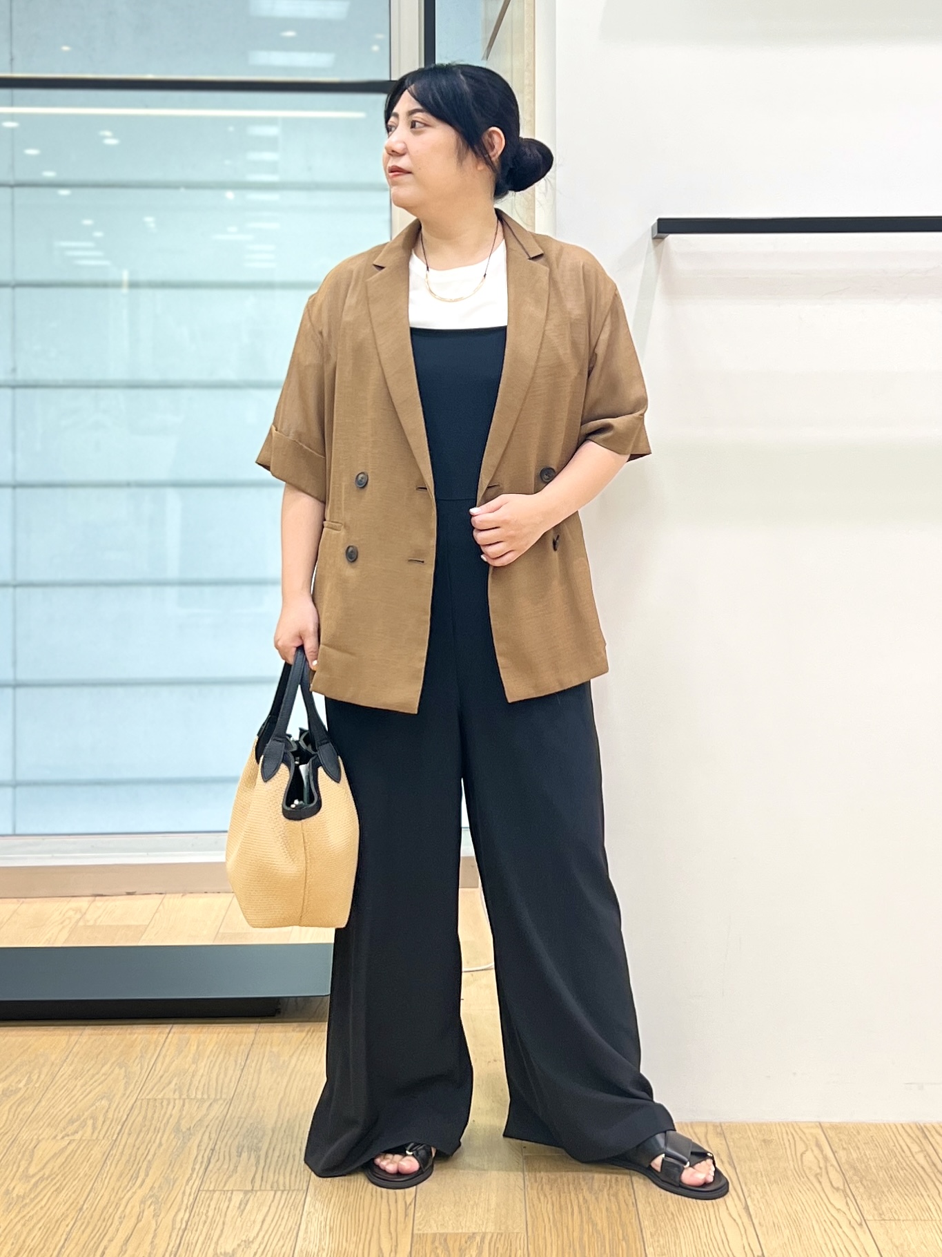 shimaさんの「INDIVI｜【洗える／メッシュ素材／SETUP可能】半袖シアージャケット」を使ったコーディネート