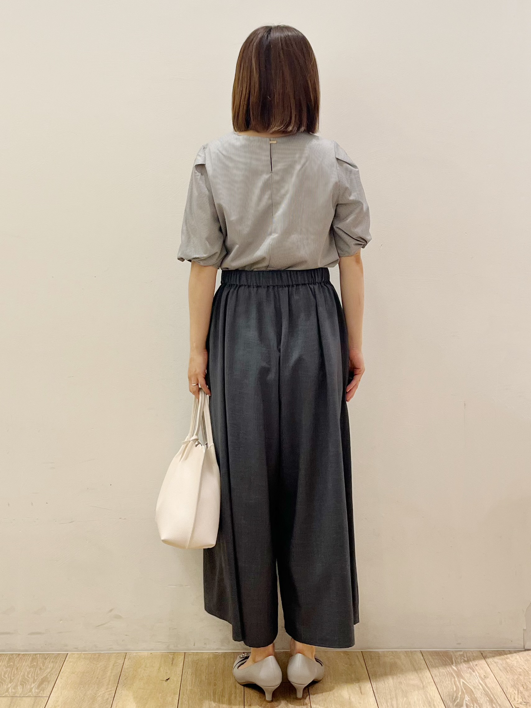 kcさんの「OPAQUE.CLIP｜【吸水速乾】ストライプ調デザインスリーブトップス《洗濯機OK》」を使ったコーディネート