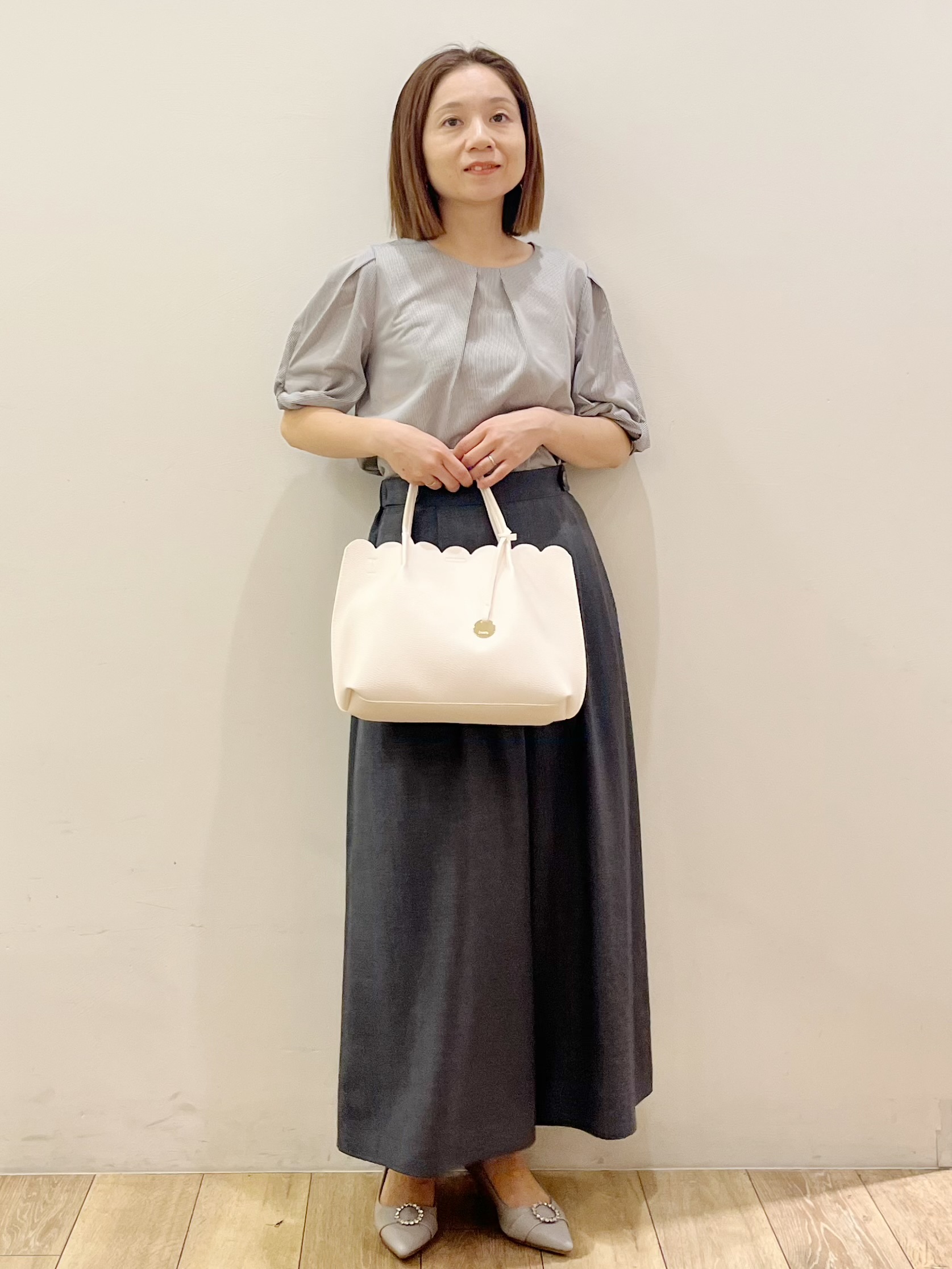 kcさんの「OPAQUE.CLIP｜【吸水速乾】ストライプ調デザインスリーブトップス《洗濯機OK》」を使ったコーディネート