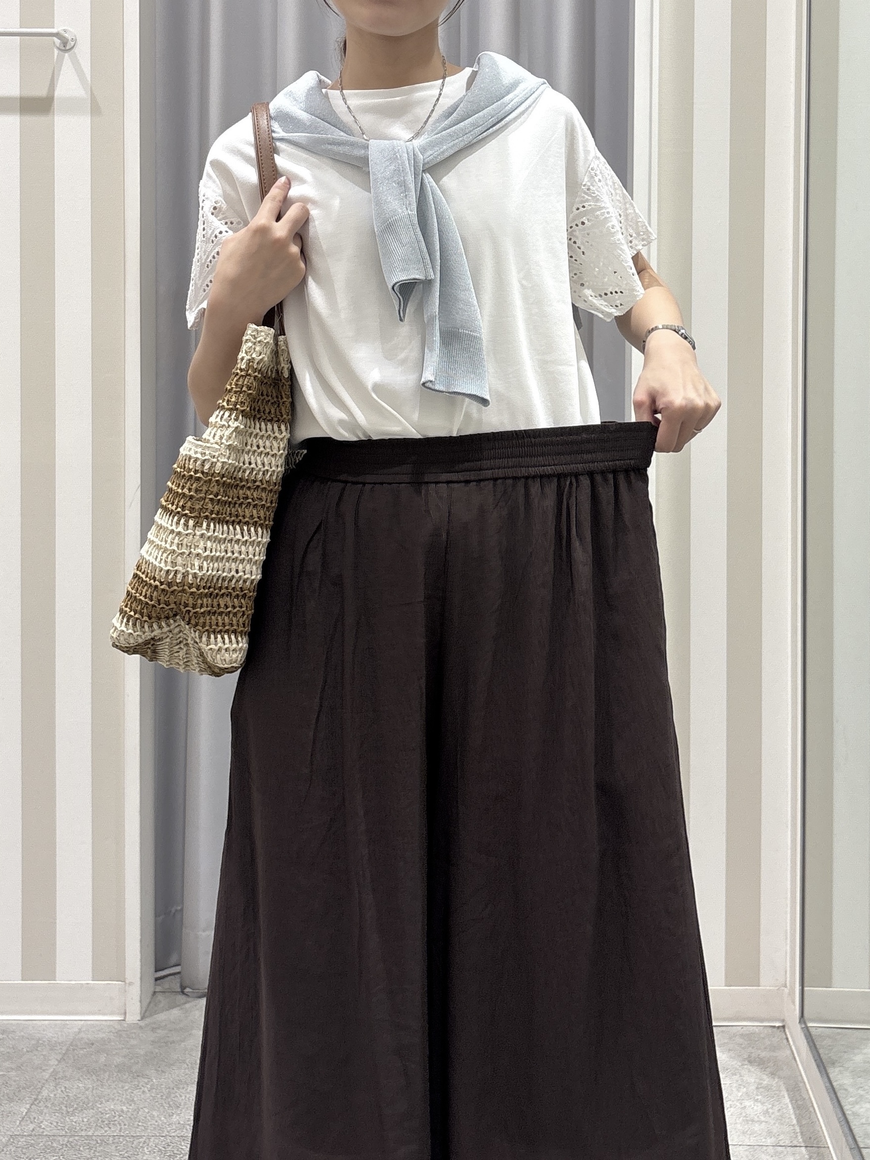 Rikaさんの「SHOO･LA･RUE｜【さらり快適/洗濯機可/S-LL】シアーラメカーディガン」を使ったコーディネート