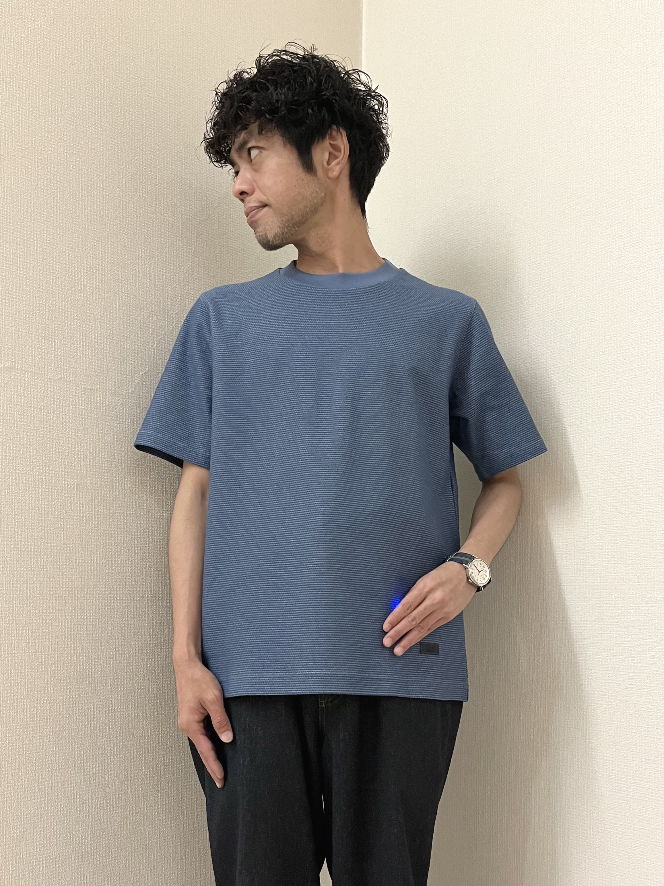 URAさんの「TAKEO KIKUCHI｜【通気性】トリコットサッカー オープンカラー シャツ」を使ったコーディネート