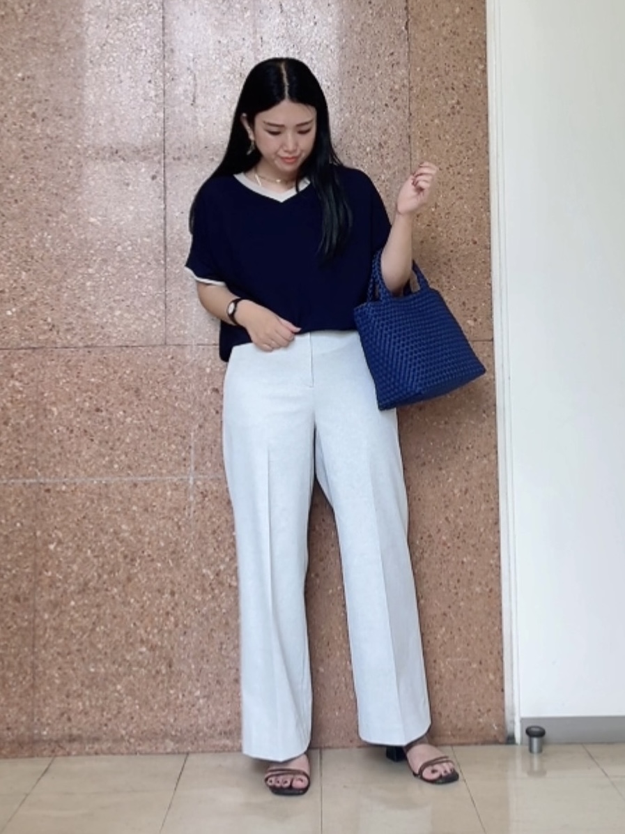 なかじさんの「UNTITLED｜【接触冷感/洗える/後ろウエストゴム】オックスワイドパンツ」を使ったコーディネート
