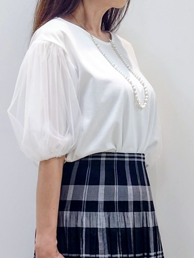 yoshiさんの「Reflect｜【UVカット／接触冷感／吸水速乾】チュールスリーブプルオーバー」を使ったコーディネート