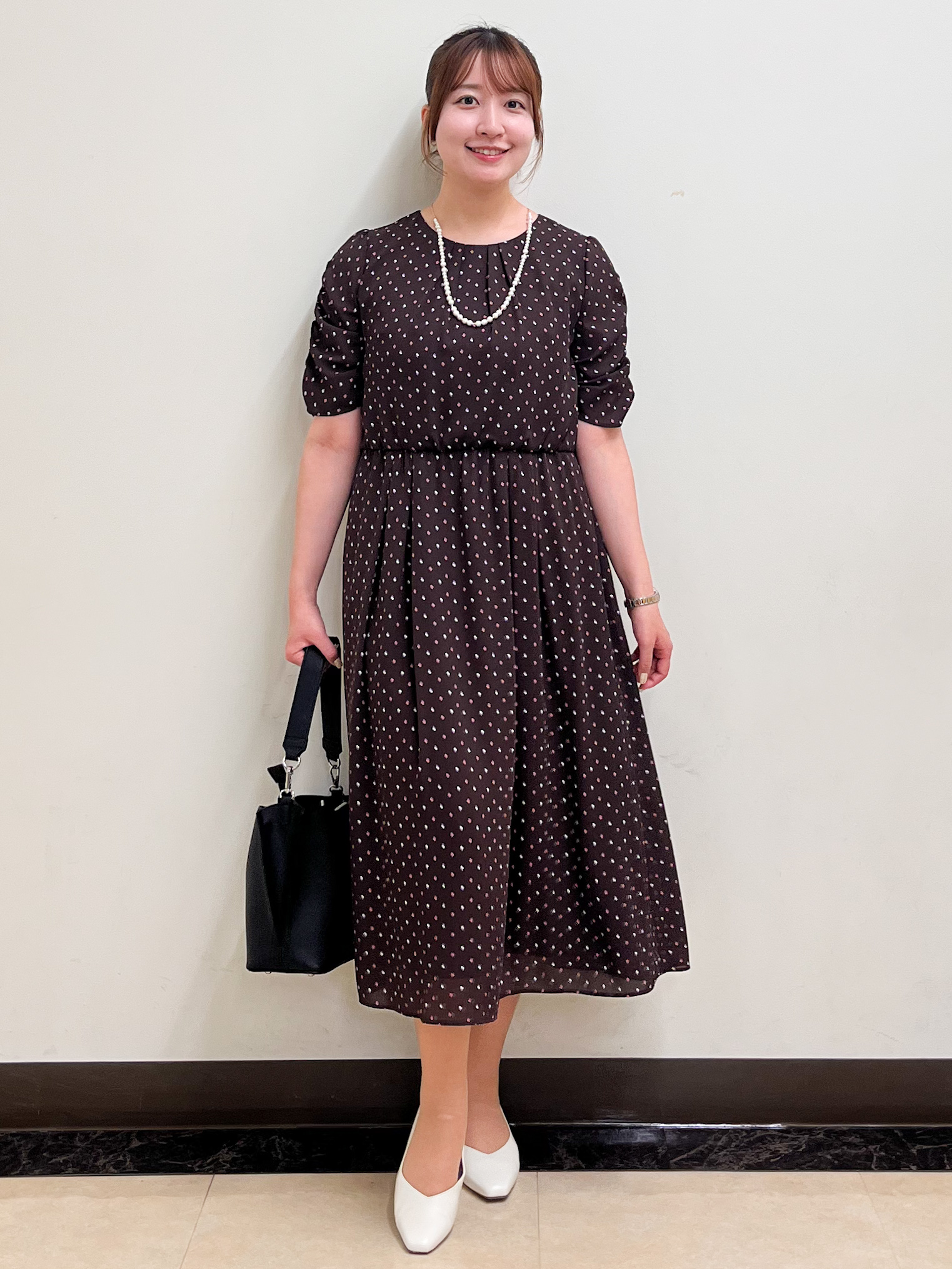 mikikoさんの「Reflect｜小紋柄ジョーゼットワンピース」を使ったコーディネート