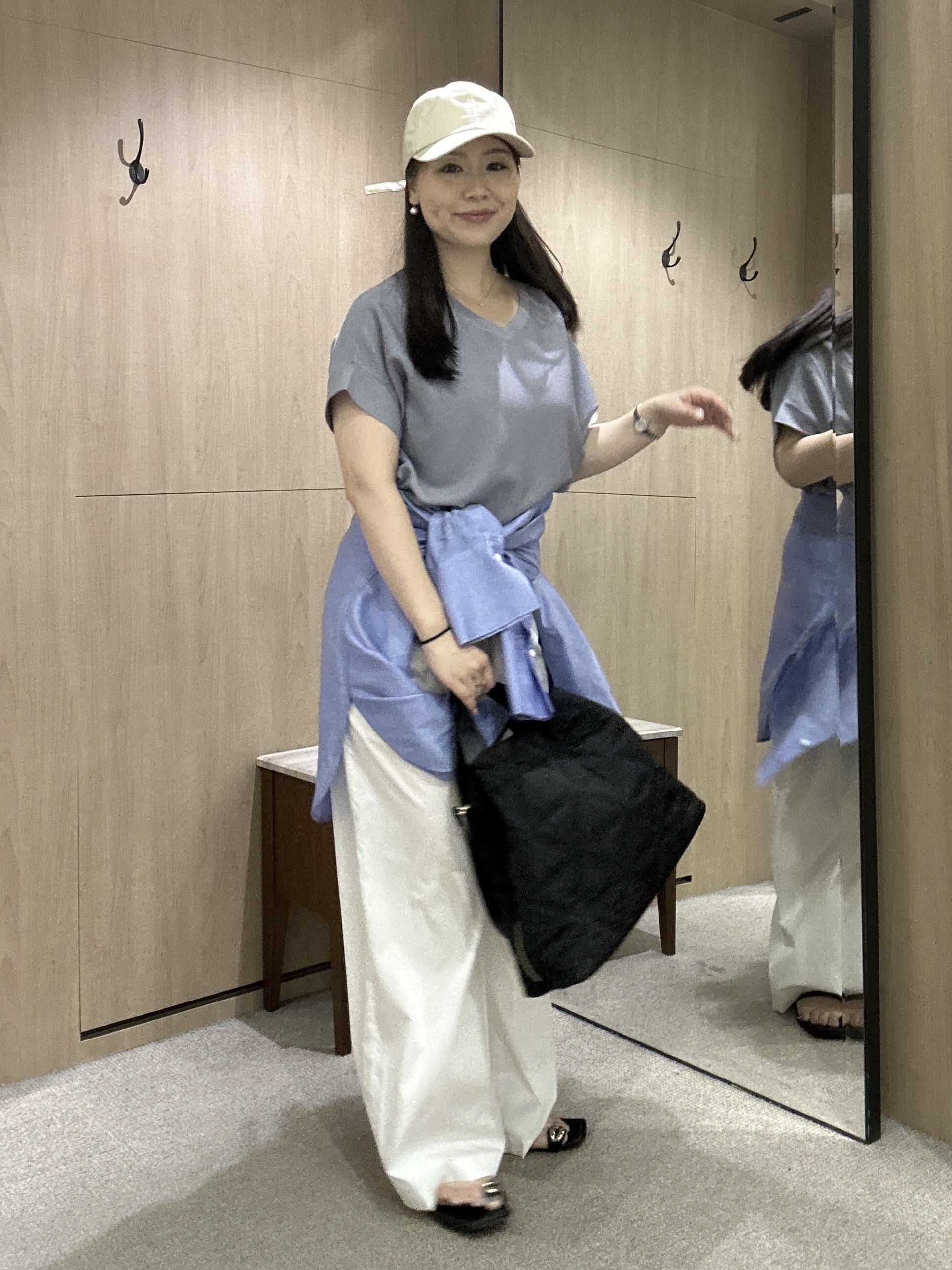 YURIさんの「UNTITLED｜【11色展開/体型カバー】前後2WAYフレンチスリーブニット」を使ったコーディネート