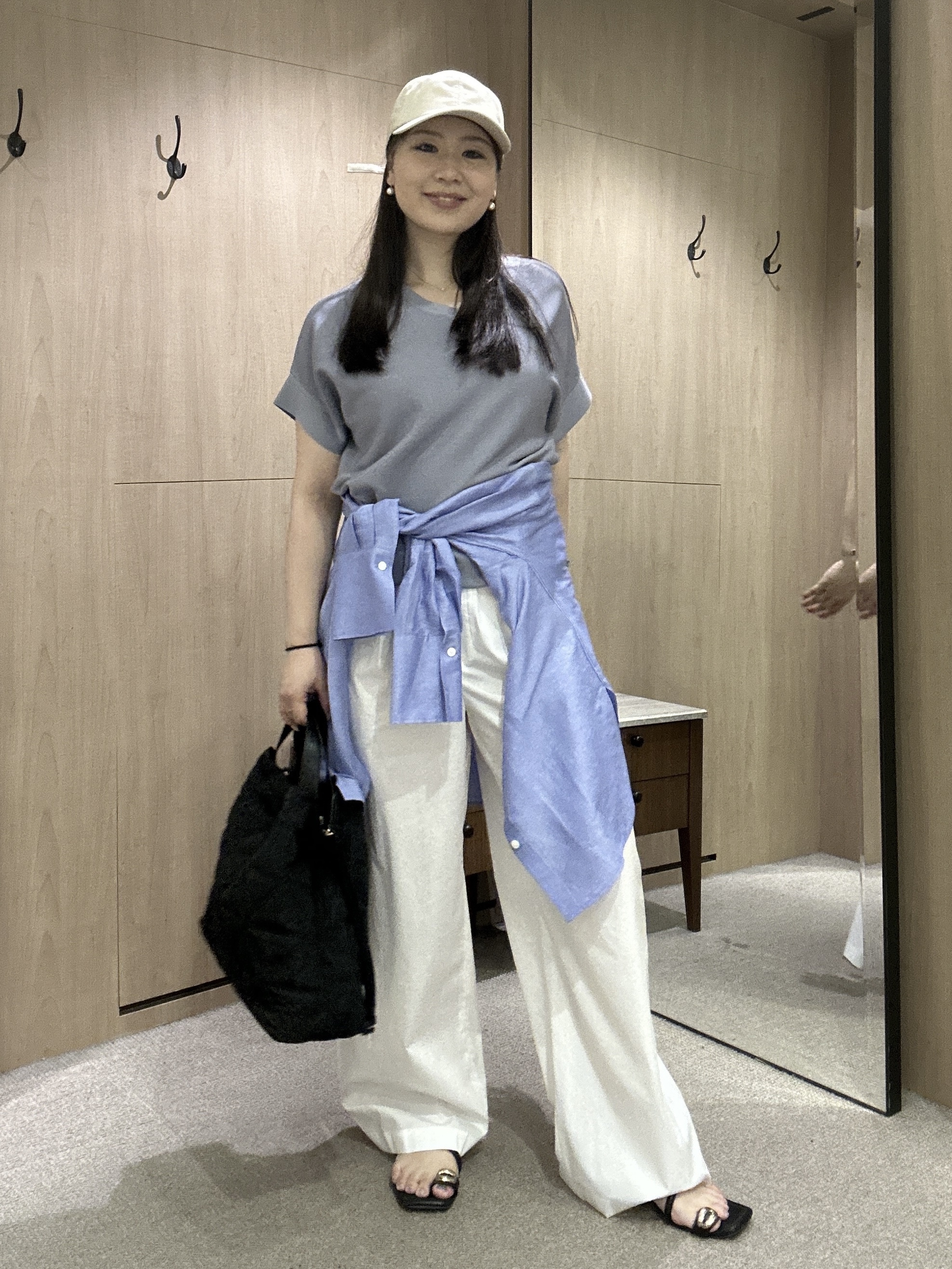YURIさんの「UNTITLED｜【11色展開/体型カバー】前後2WAYフレンチスリーブニット」を使ったコーディネート