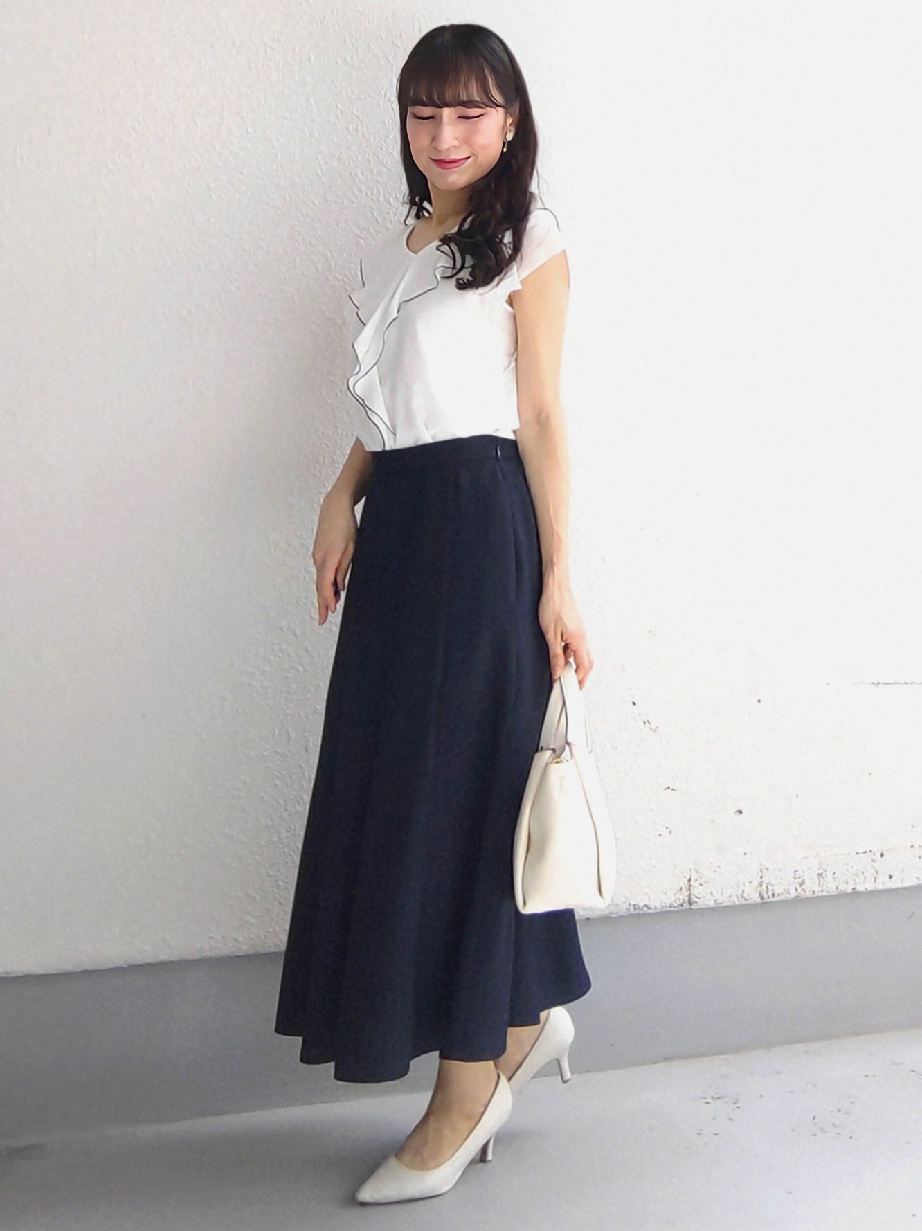 keinaさんの「SunaUna｜【手洗い可／日本製】フリルブラウス」を使ったコーディネート