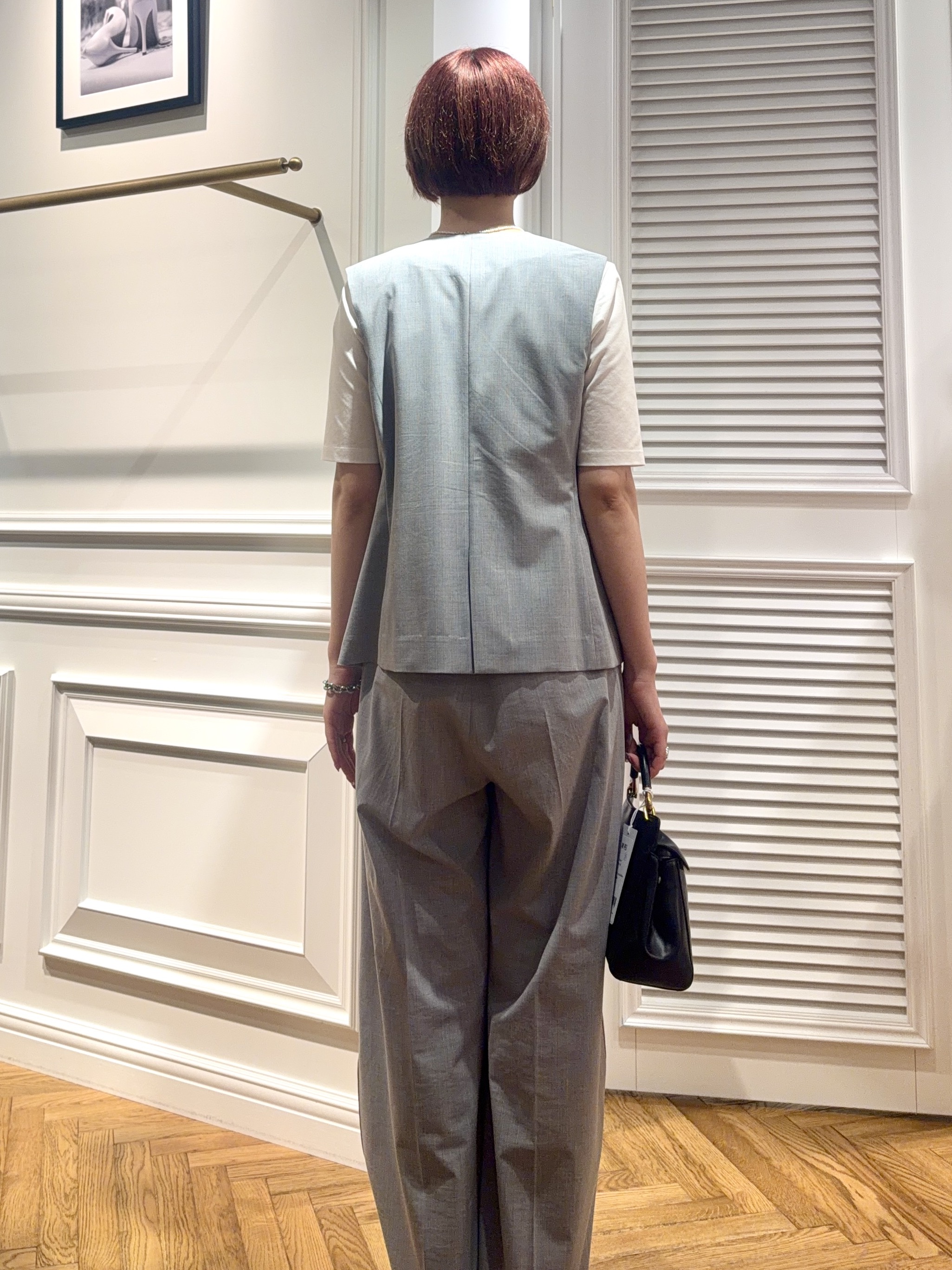 renaさんの「DRESSTERIOR｜【セットアップ可/ウォッシャブル】セットアップストライプジレ」を使ったコーディネート