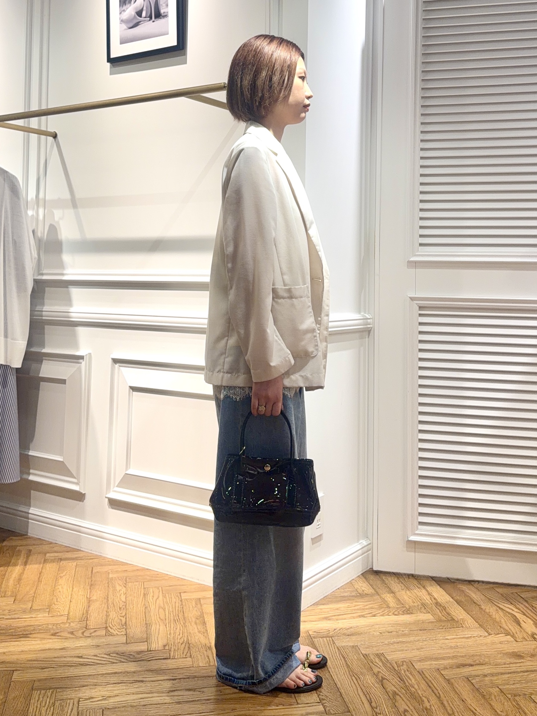 renaさんの「DRESSTERIOR｜【接触冷感/防シワ機能/ウォッシャブル】クールタッチ リネンブレンドシアージャケット」を使ったコーディネート