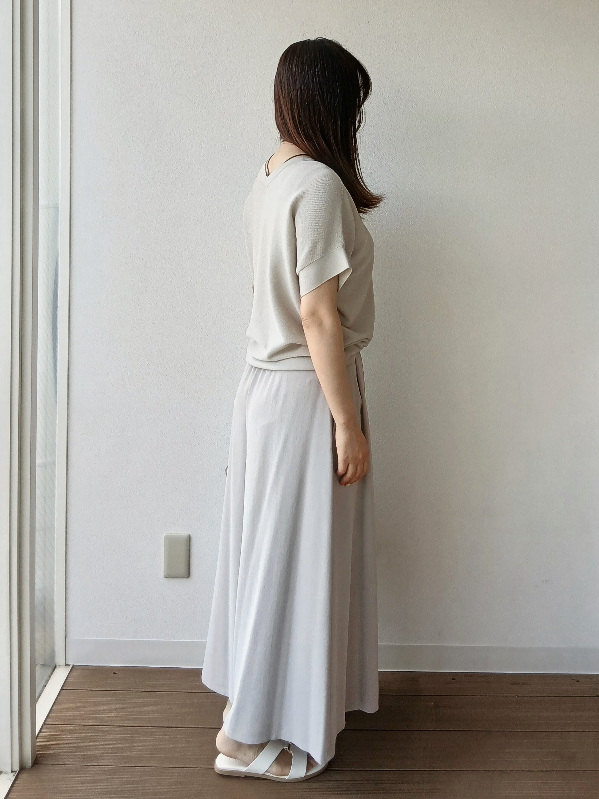 なみきさんの「UNTITLED｜【11色展開/体型カバー】前後2WAYフレンチスリーブニット」を使ったコーディネート