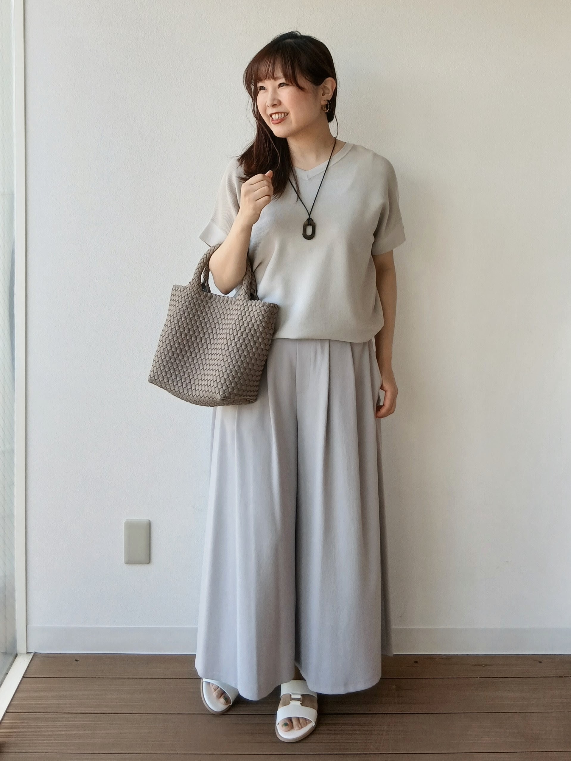 なみきさんの「UNTITLED｜【11色展開/体型カバー】前後2WAYフレンチスリーブニット」を使ったコーディネート