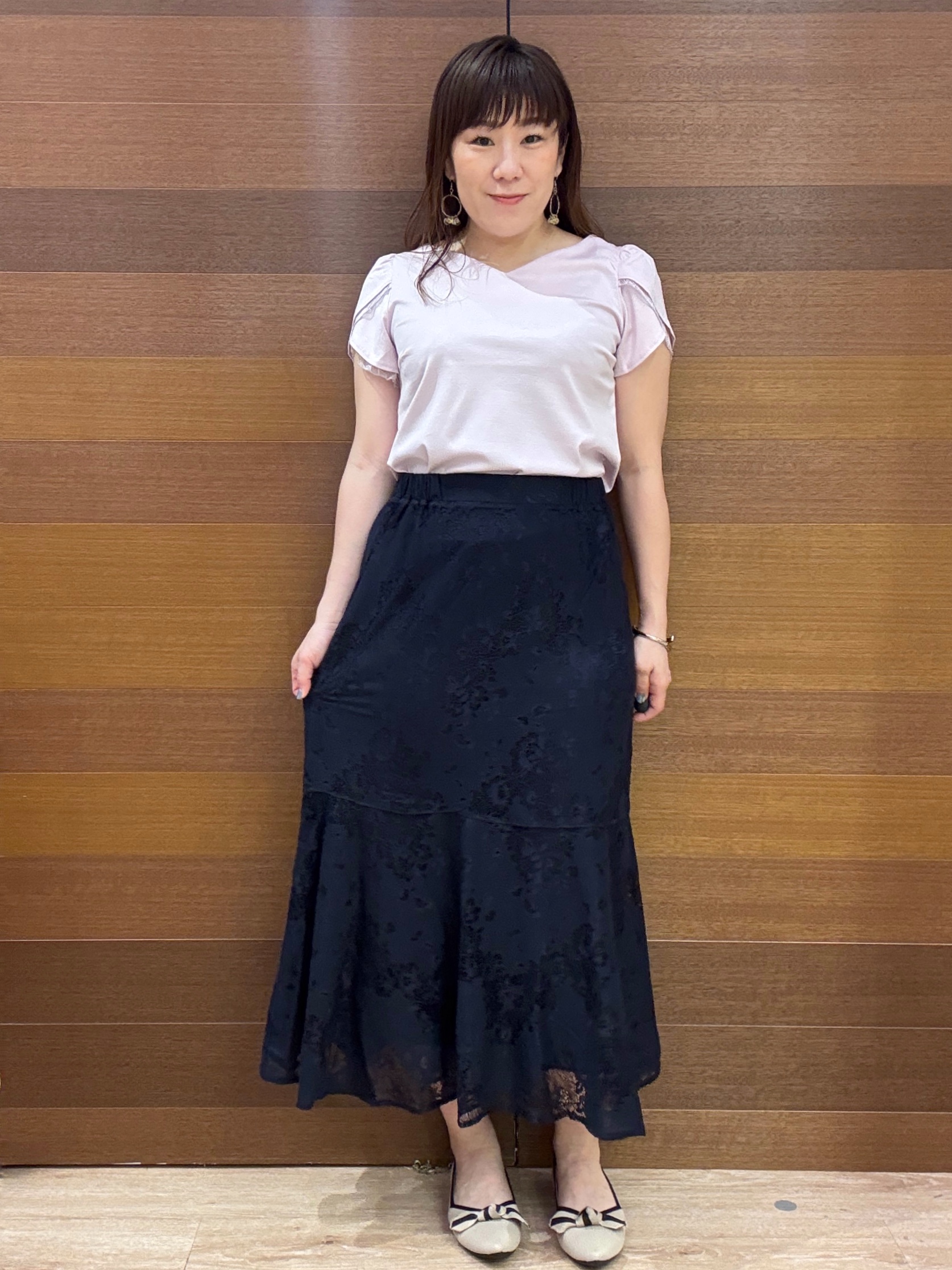 maichiさんの「OPAQUE.CLIP｜【接触冷感／UVケア】ハートネックレースレイヤードトップス《洗濯機OK／6col》」を使ったコーディネート