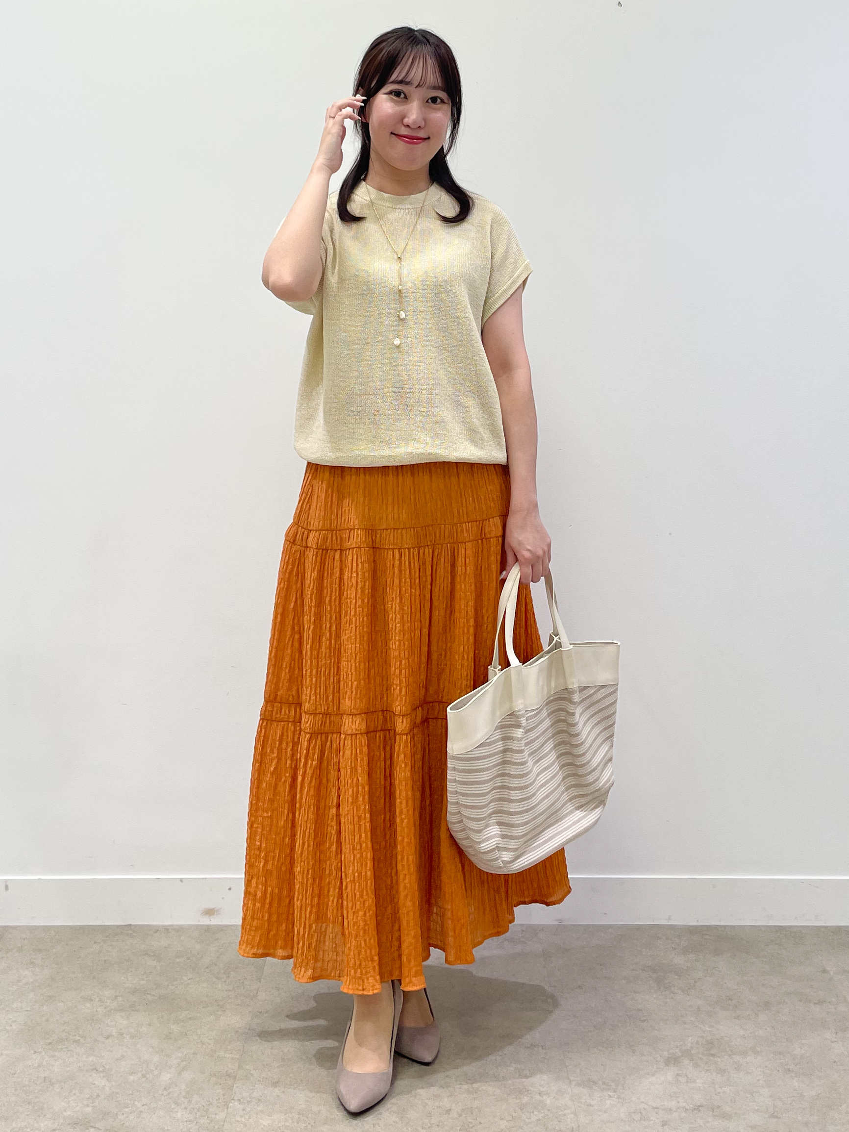 yukariさんの「Reflect｜【レイヤードにおすすめ◎】畦編みフレンチスリーブトップス」を使ったコーディネート