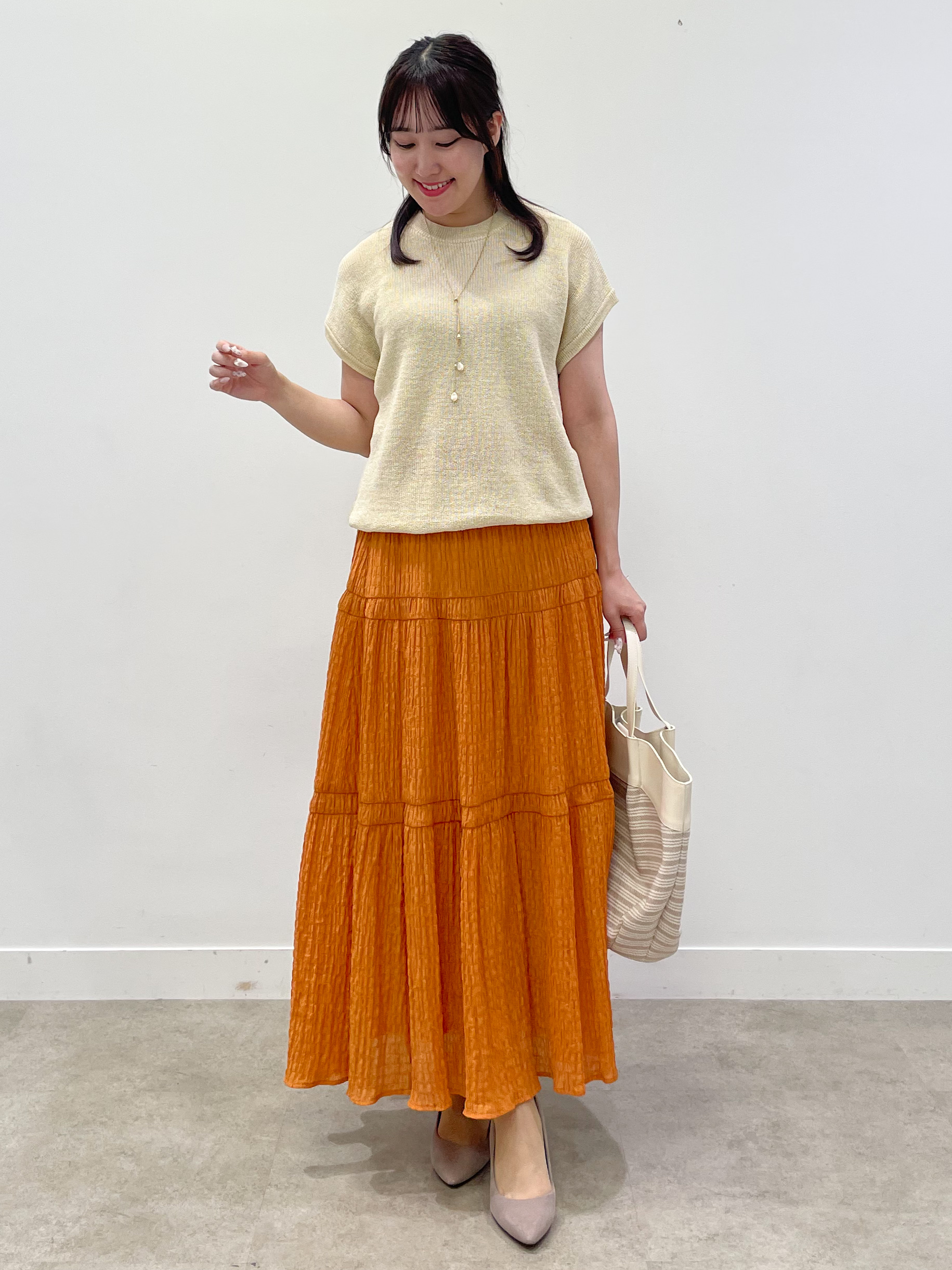 yukariさんの「Reflect｜【レイヤードにおすすめ◎】畦編みフレンチスリーブトップス」を使ったコーディネート