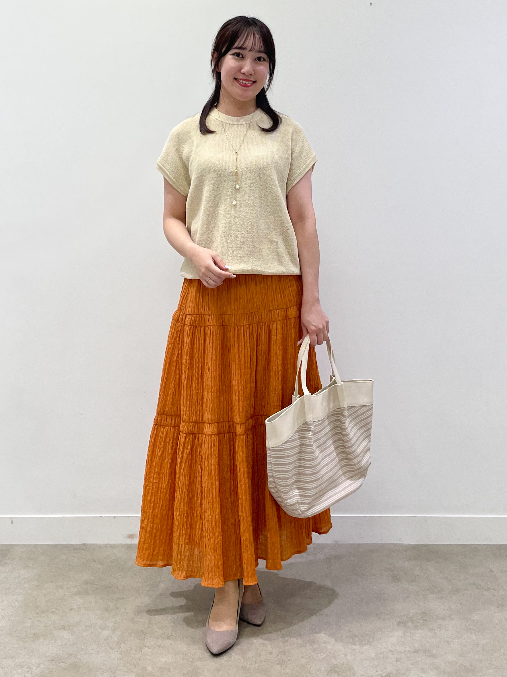 yukariさんの「Reflect｜【レイヤードにおすすめ◎】畦編みフレンチスリーブトップス」を使ったコーディネート