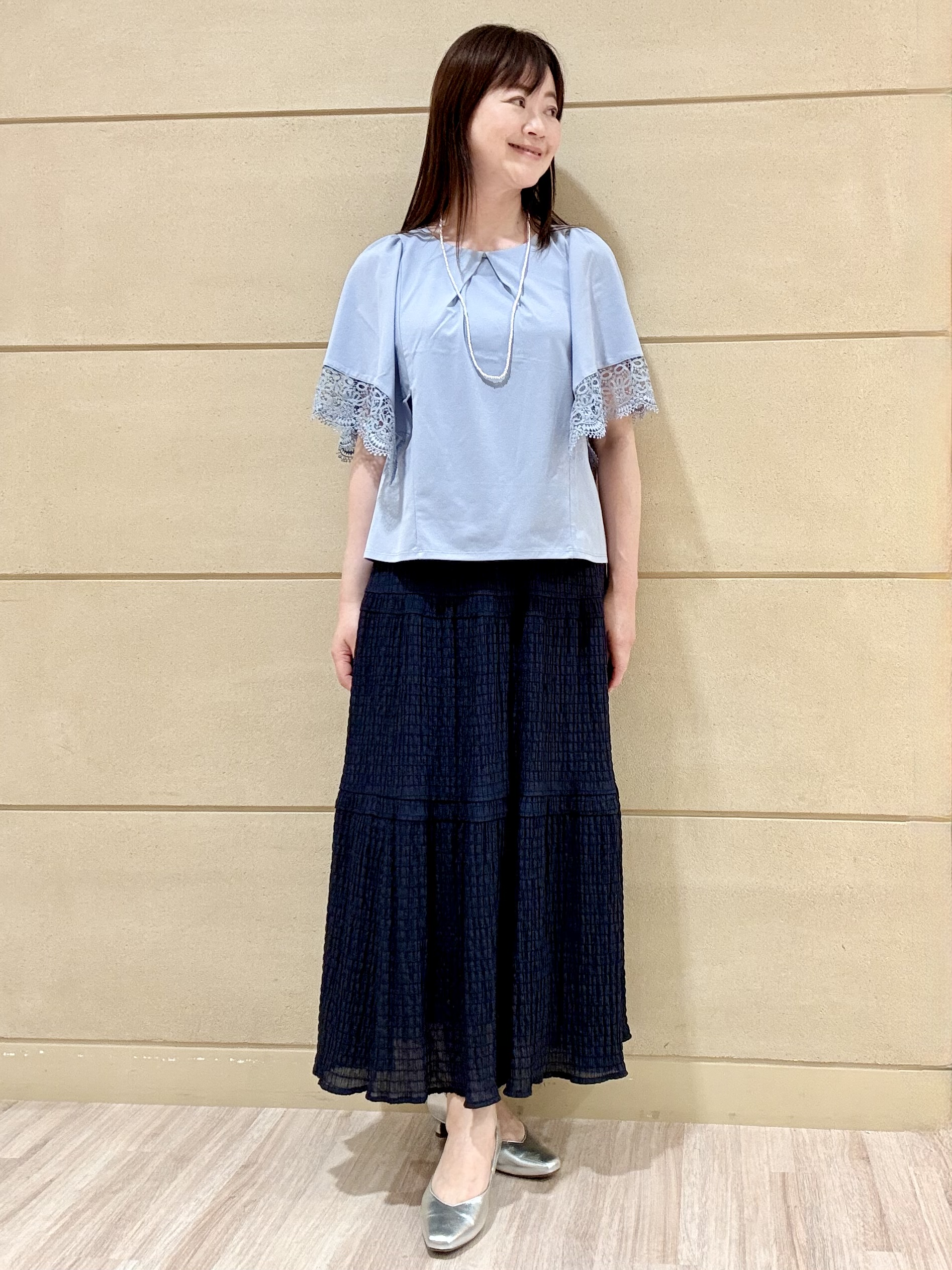 Marさんの「Reflect｜【UVカット／接触冷感】レーススリーブジャージカットソー」を使ったコーディネート