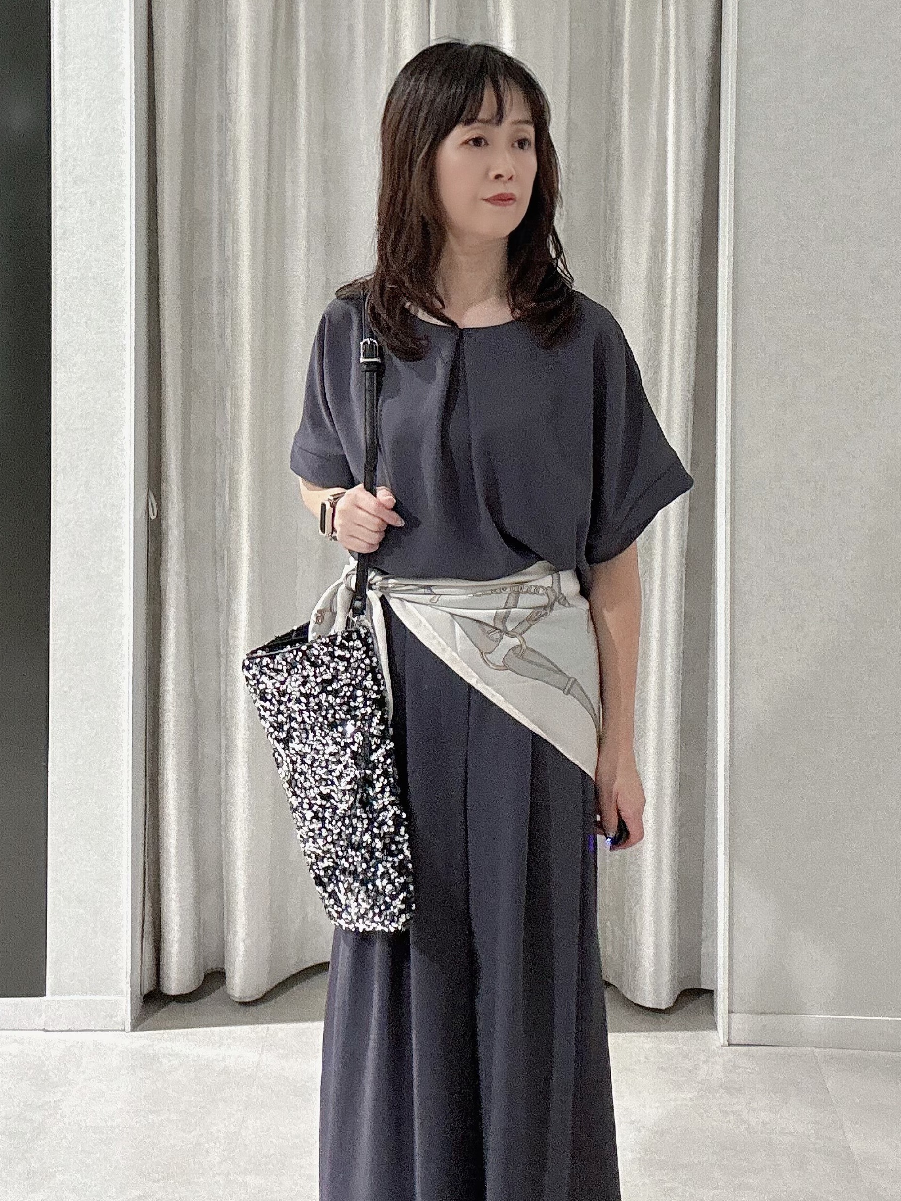 makiさんの「UNTITLED｜【セットアップ可/UVカット/前後2WAY】リラクシーフレンチスリーブブラウス」を使ったコーディネート