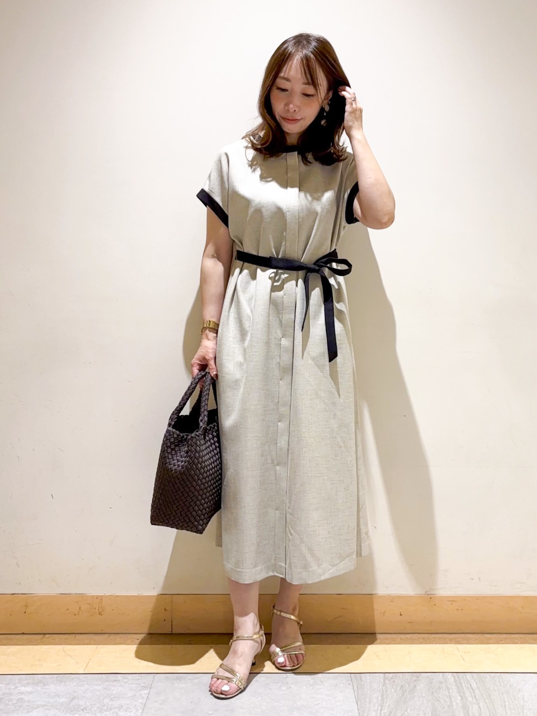 sattoさんの「UNTITLED｜【接触冷感/UVカット/イージーケア】配色ラインワンピース」を使ったコーディネート