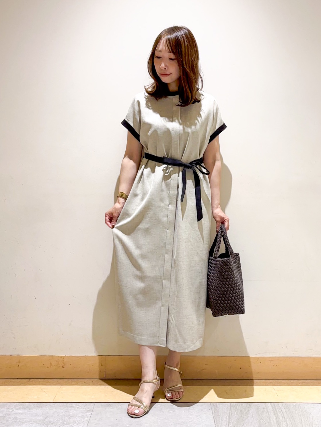 sattoさんの「UNTITLED｜【接触冷感/UVカット/イージーケア】配色ラインワンピース」を使ったコーディネート