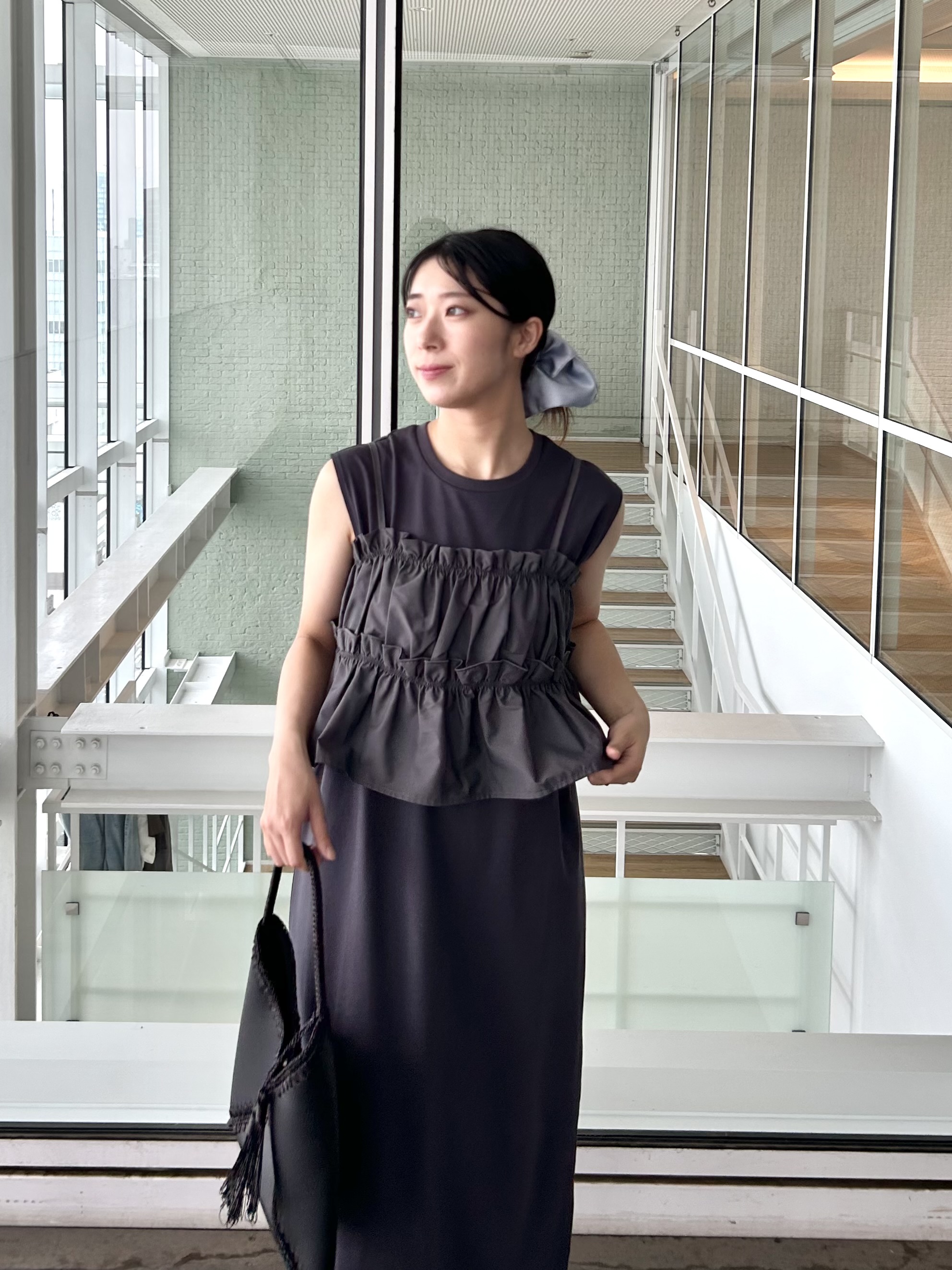 RINAさんの「OPAQUE.CLIP｜ビスチェ付きワンピース【ツインセット／洗濯機OK】」を使ったコーディネート